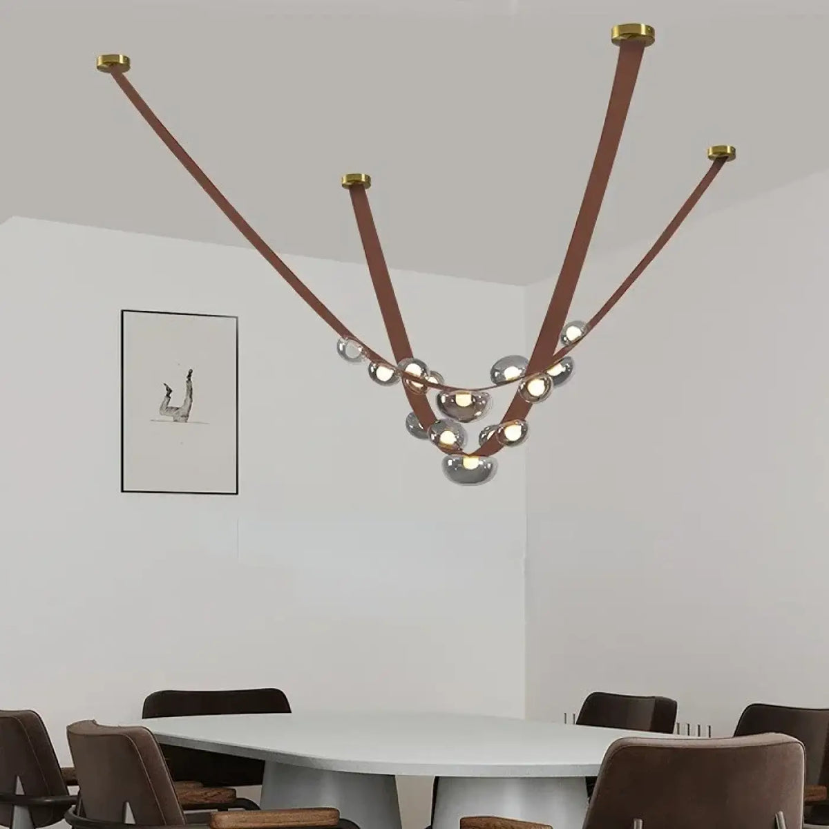 Suspension Bandes en Cuir et Boules – Zason