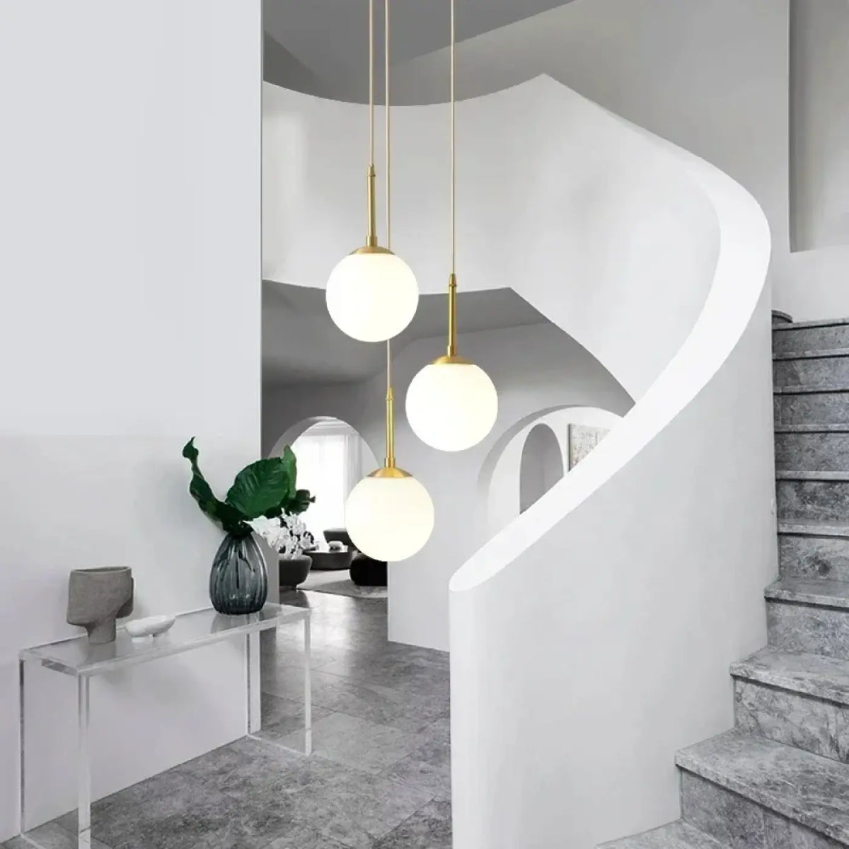 Suspension Boule Blanche Long Câble – Lorane
