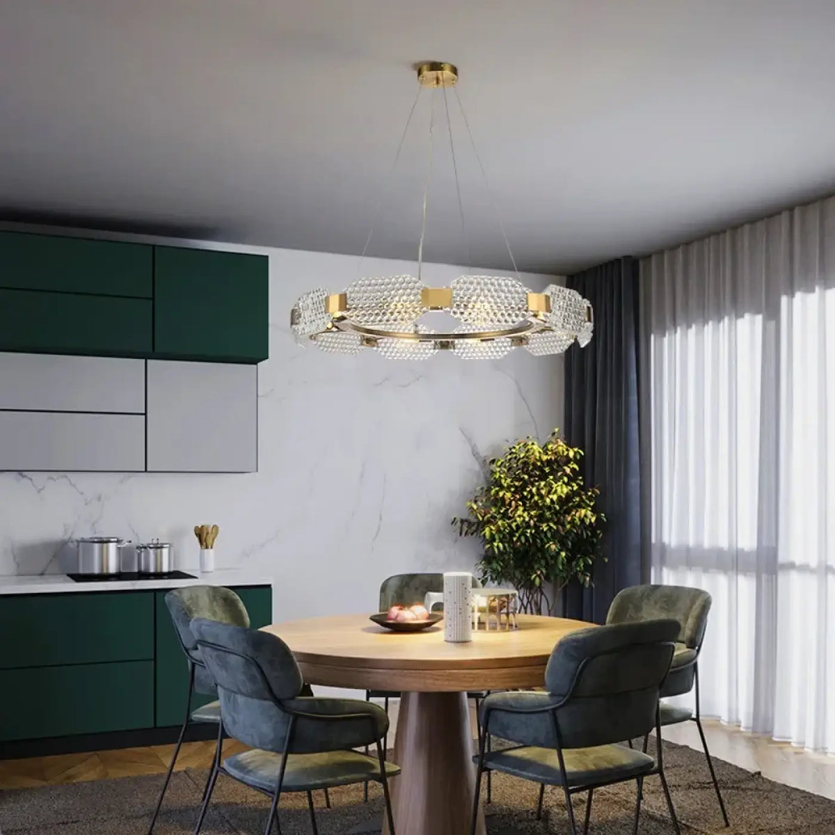 Suspension Circulaire Cristal et Laiton – Zono