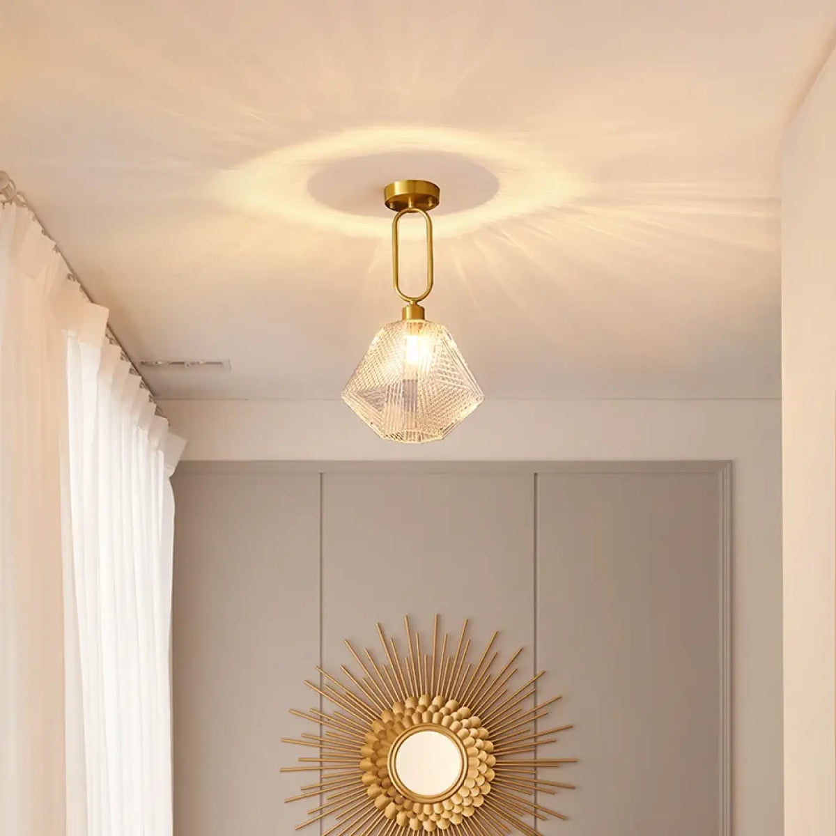 Suspension Géométrique Verre et Métal Doré – Jasan