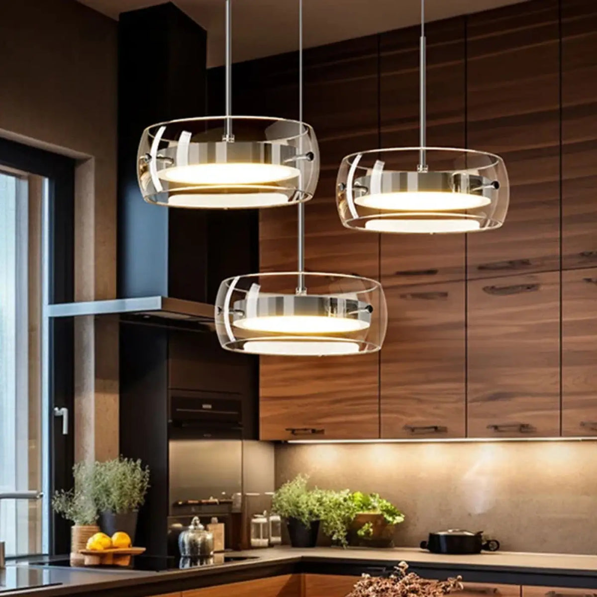 Suspension LED en Verre Teinté – Flido