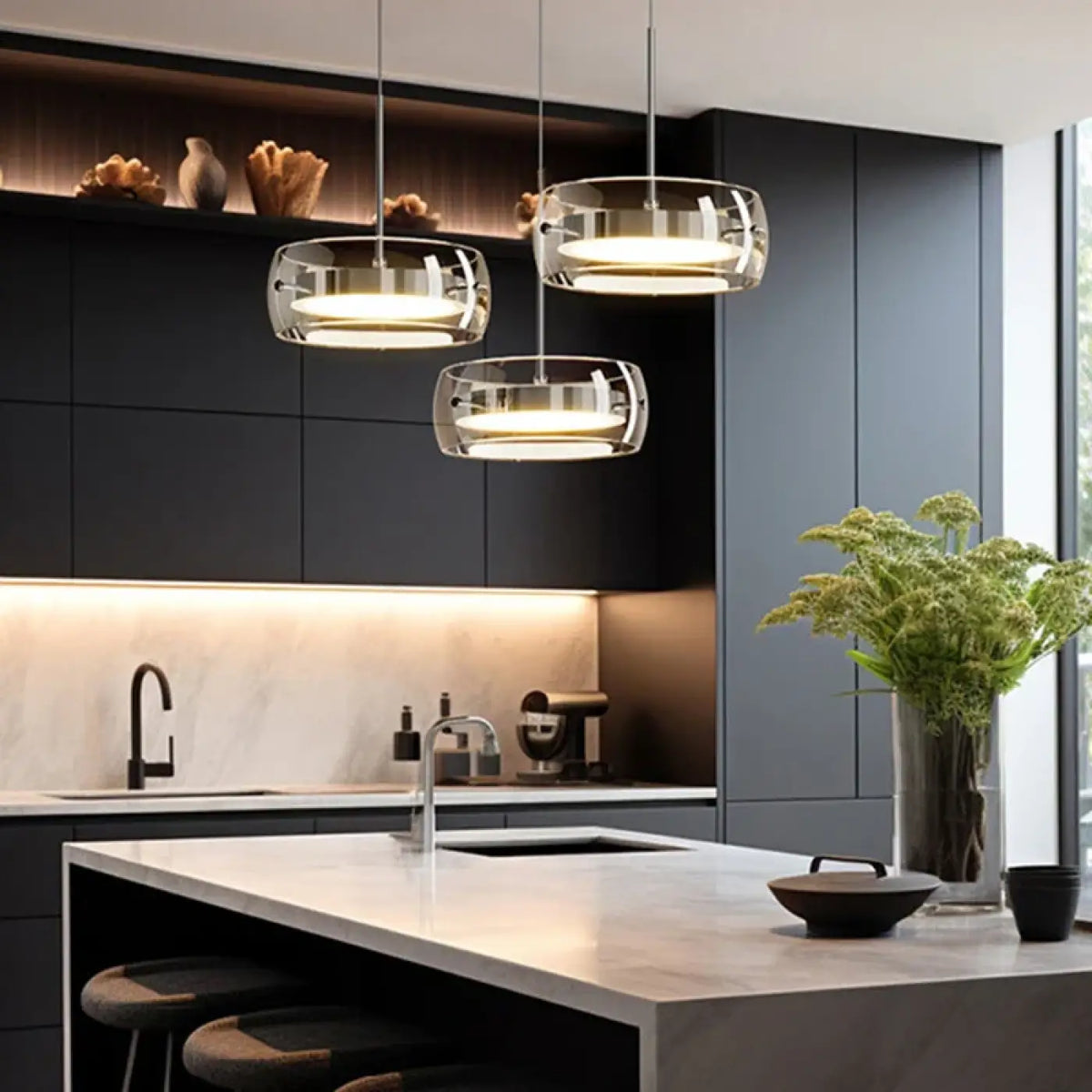 Suspension LED en Verre Teinté – Flido