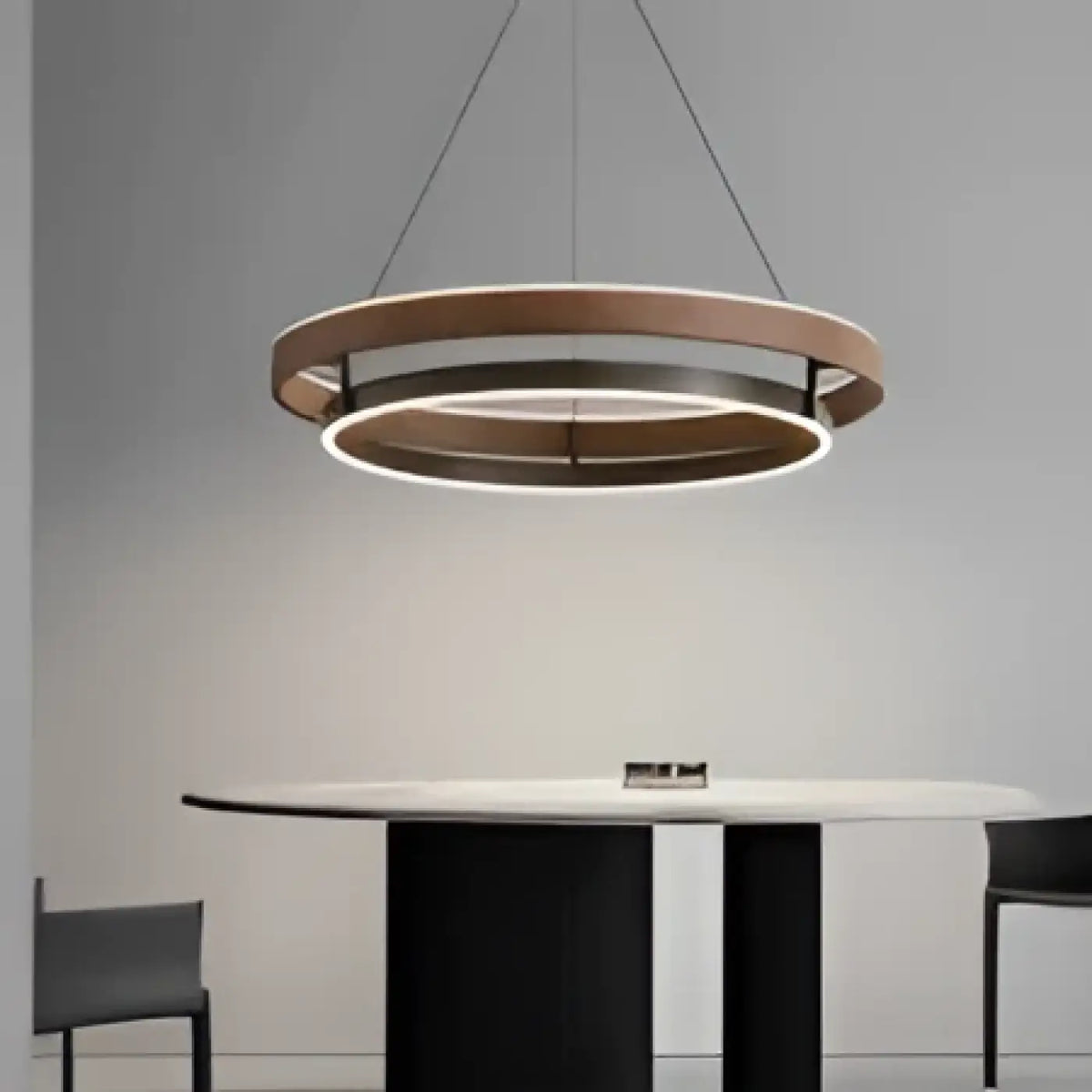Suspension Double Anneau Bois et Noir – Vodia