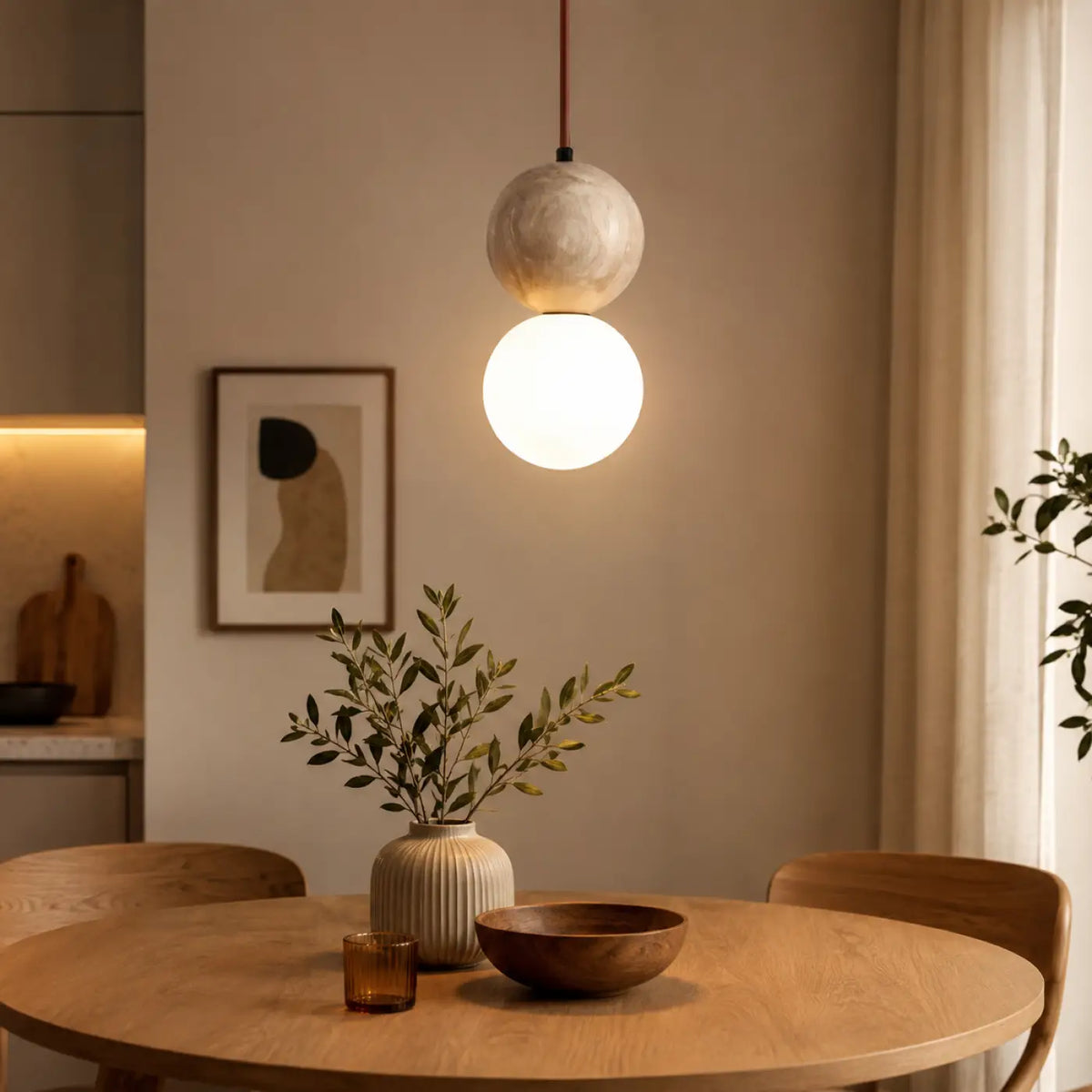 Suspension Pierre et Verre Opalin – Foma