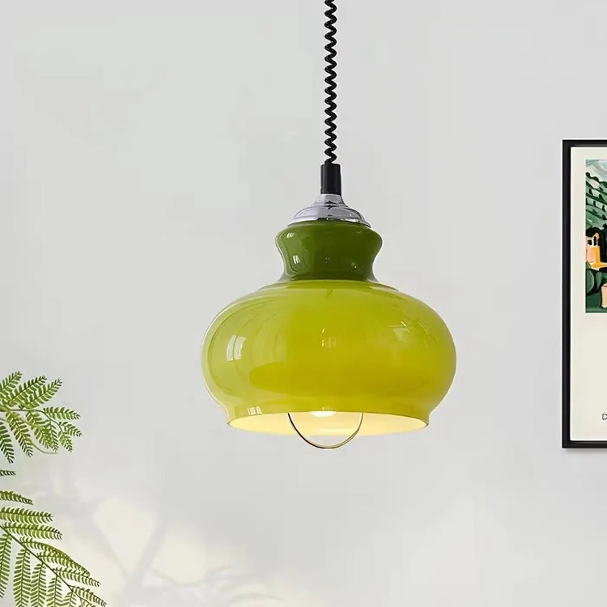 Suspension Vintage en Verre et Métal – Lamis