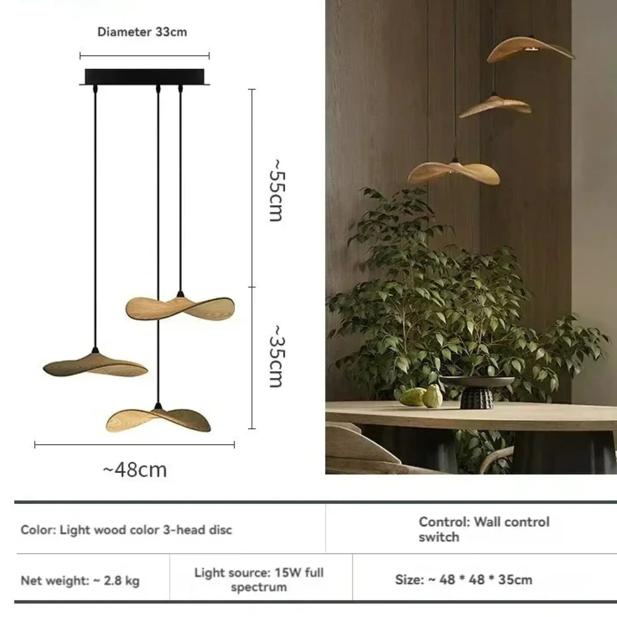 Suspension LED Abat-jour en Bois – Jélio