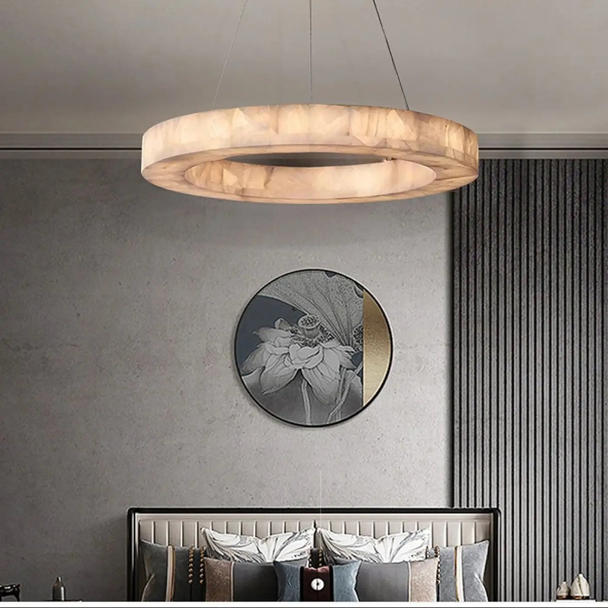 Suspension LED Circulaire Effet Marbre – Flodel