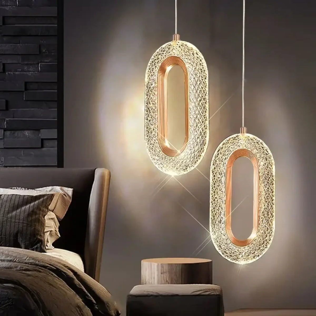 Suspension LED Dorée Ronde ou Ovale – Binio