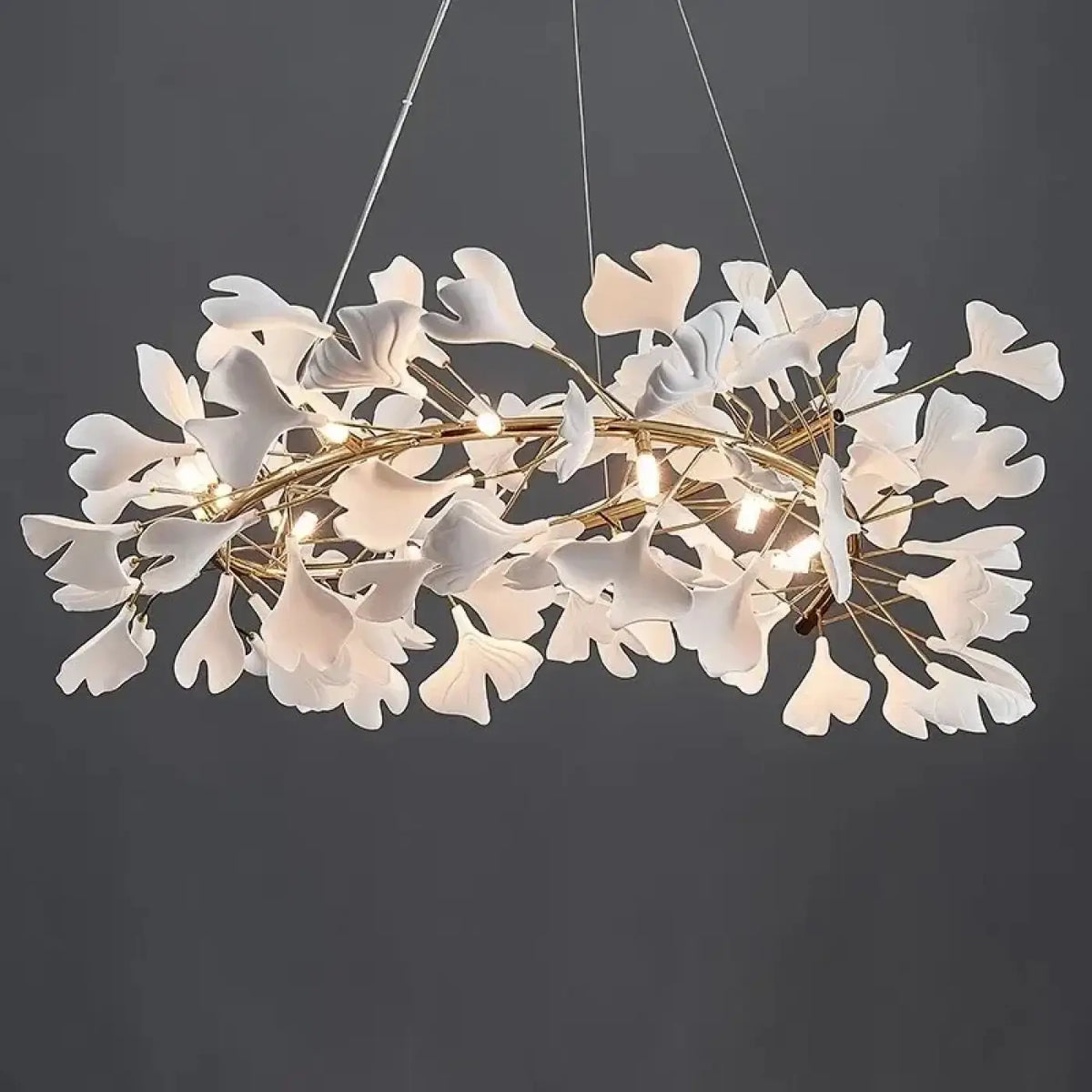 Suspension Feuillage Doré et Blanc – Ronelle