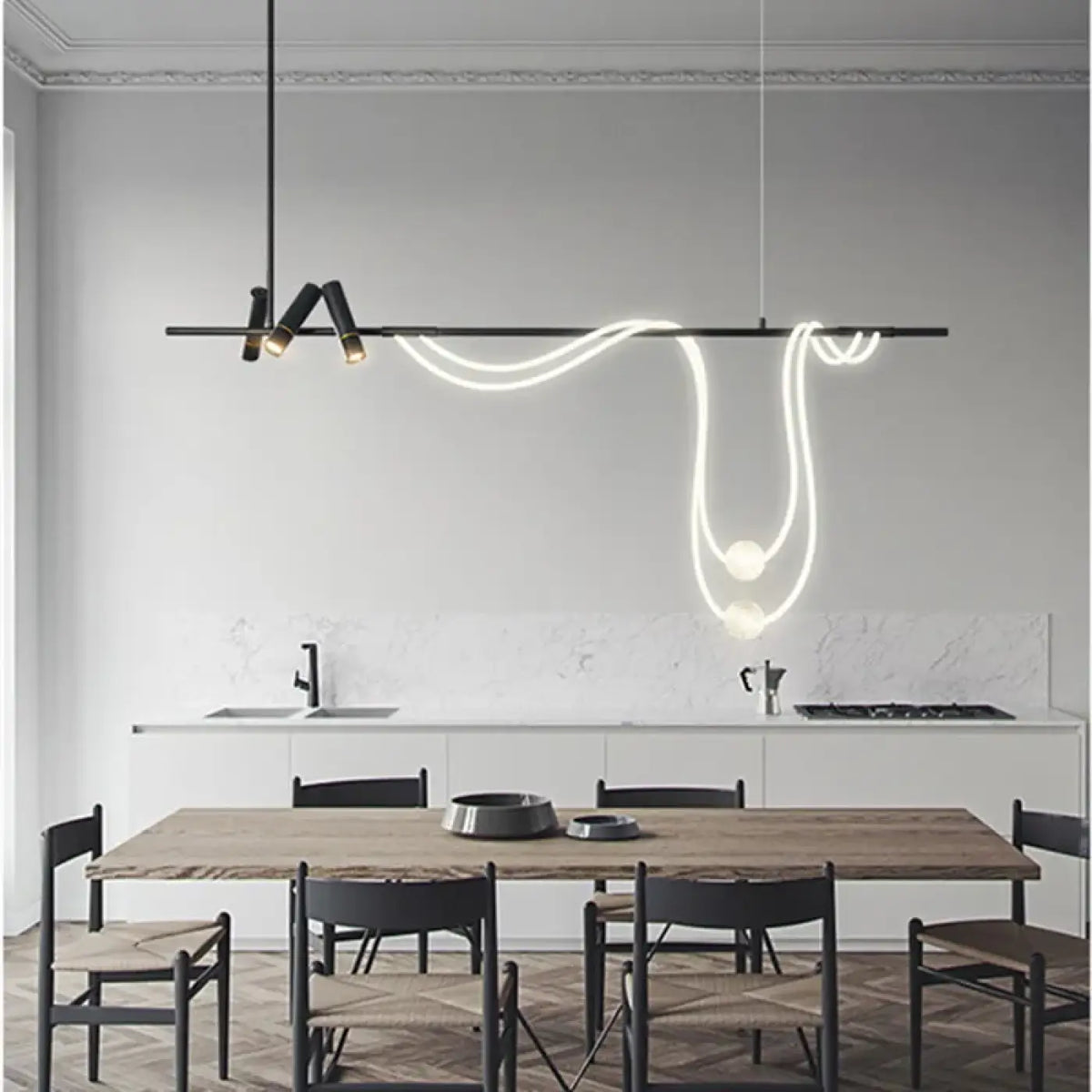 Suspension Corde LED sur Support Noir – Nilia