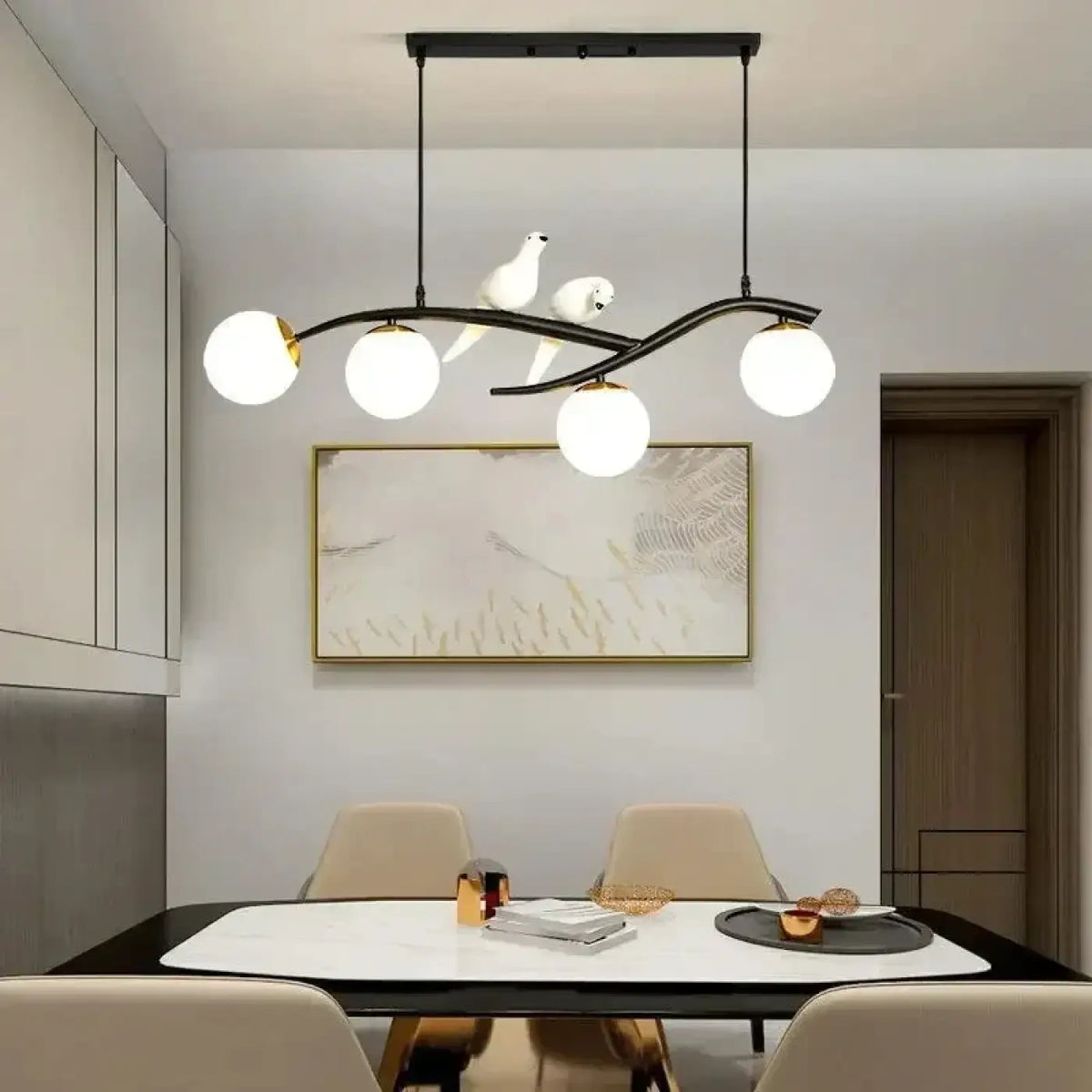 Suspension Oiseaux et Boules de Verre – Rasette