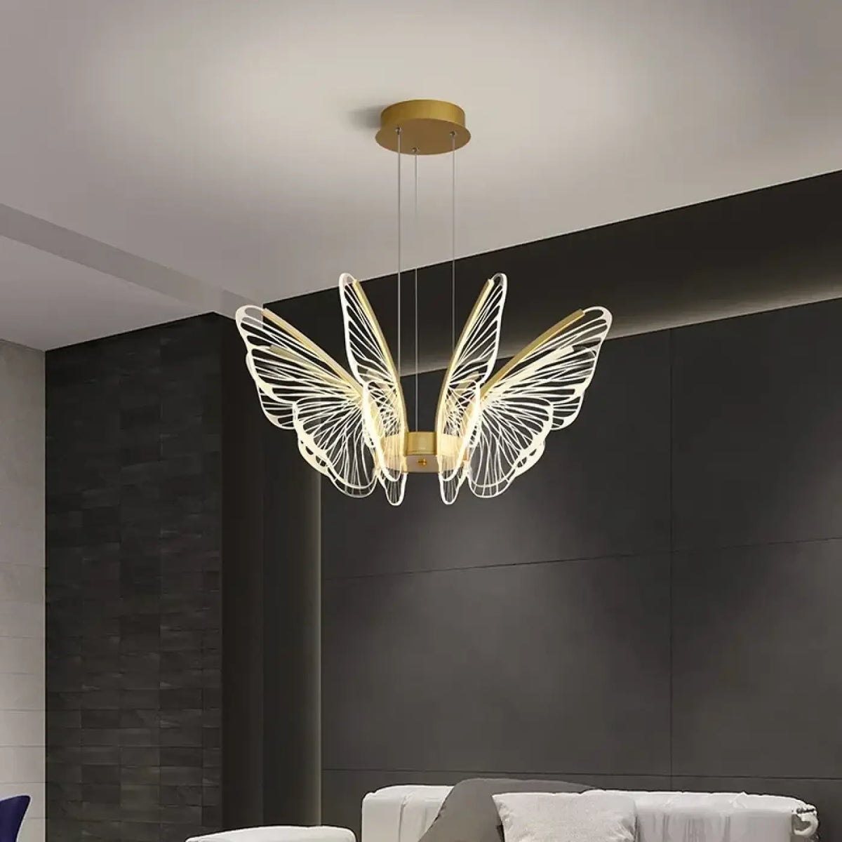 Suspension Papillon LED Structure Dorée – Rasia