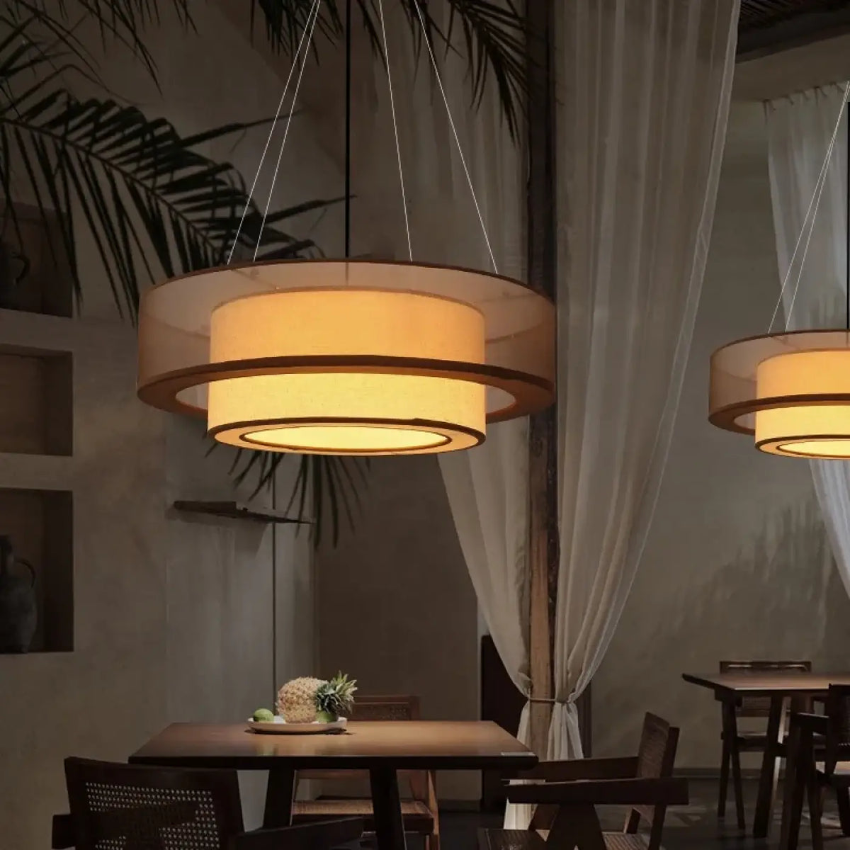 Suspension en Tissu Marron Style Asiatique – Lério