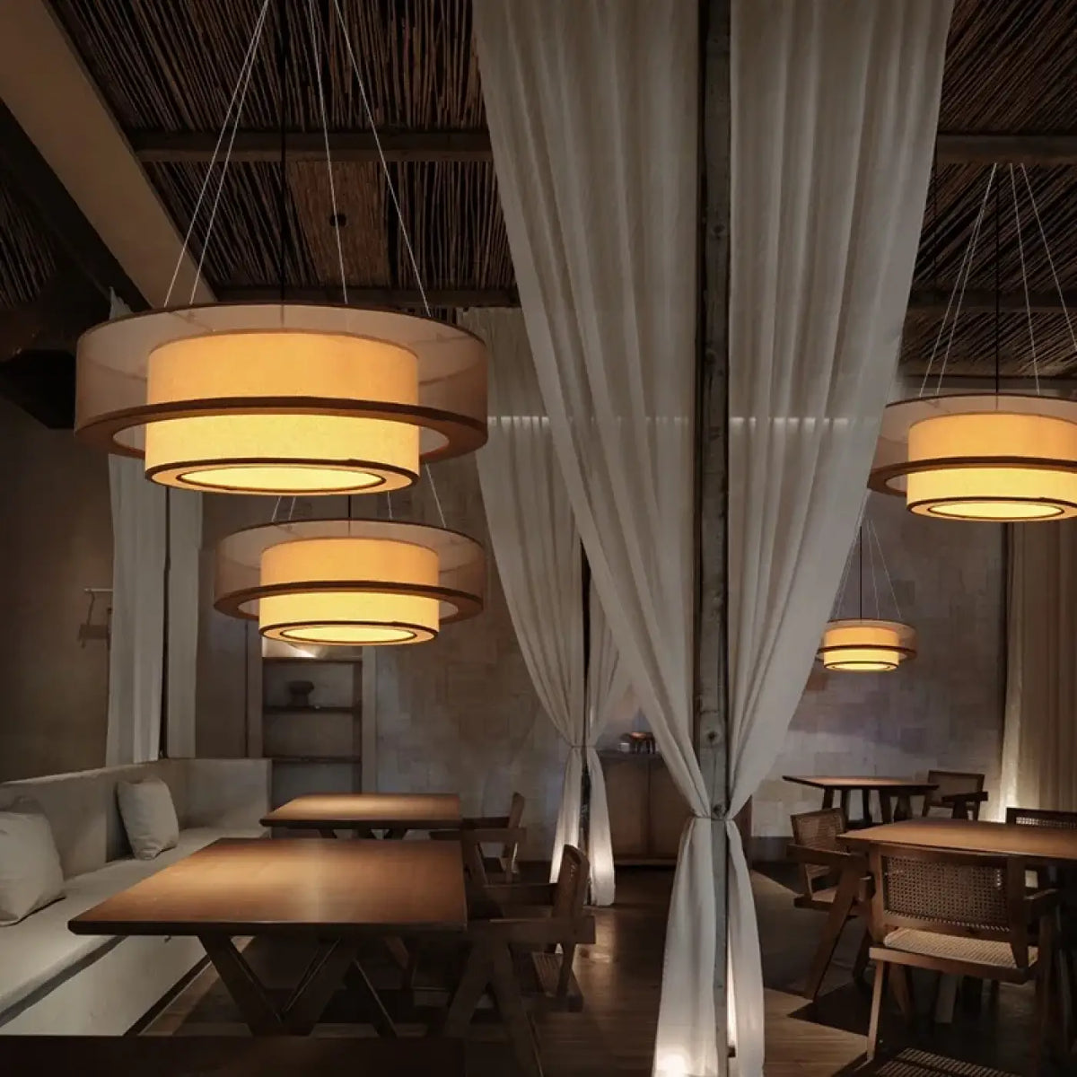 Suspension en Tissu Marron Style Asiatique – Lério