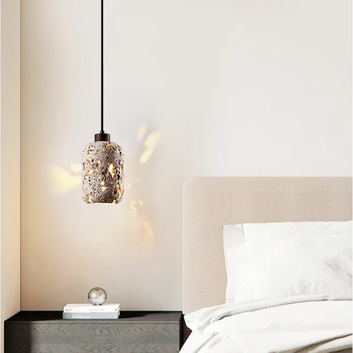 Suspension LED en Travertin – Bidan