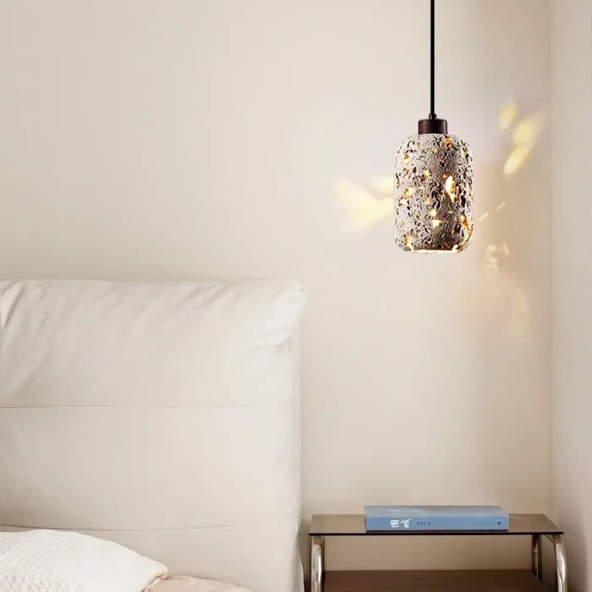 Suspension LED en Travertin – Bidan