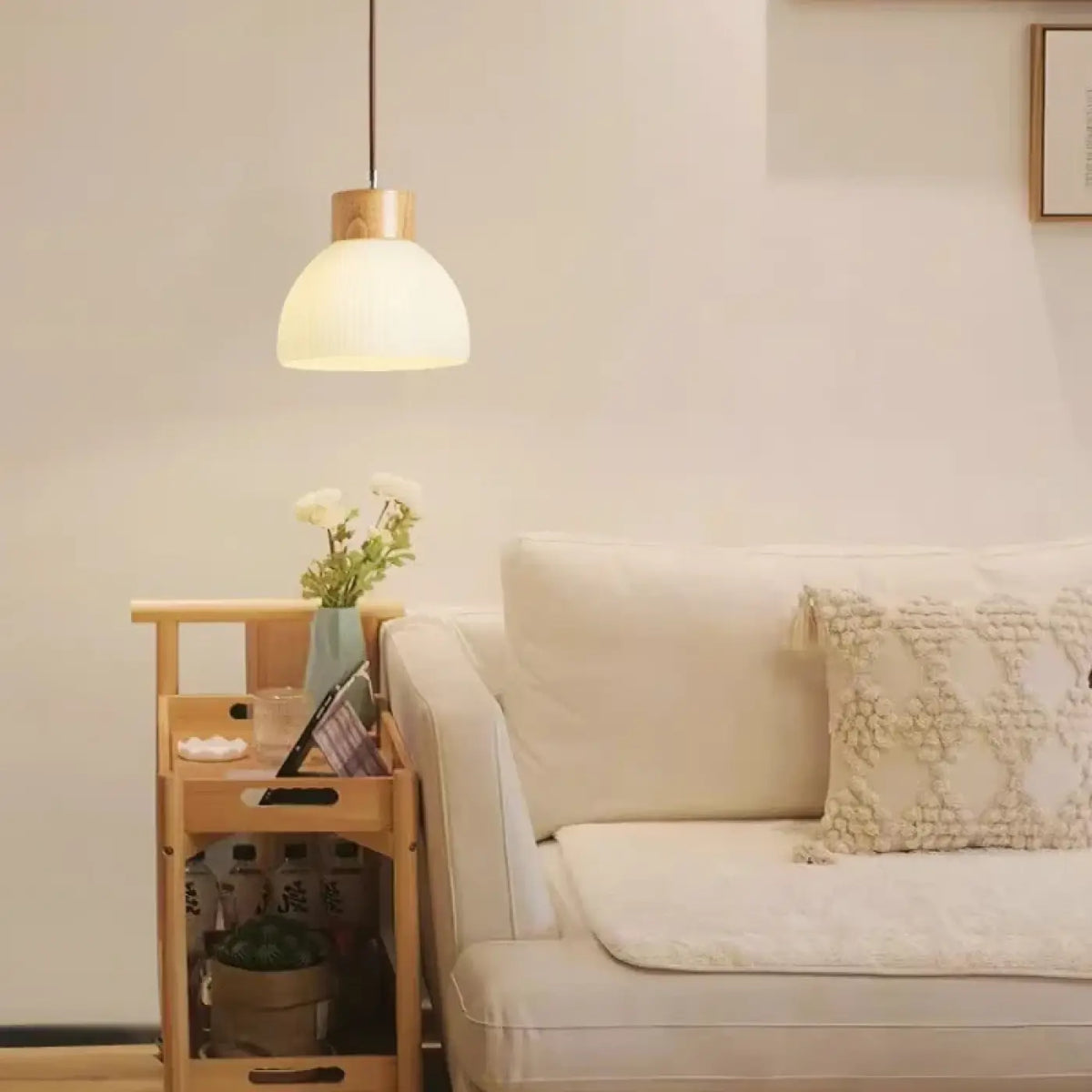 Suspension en Verre et Bois Naturel – Voselle