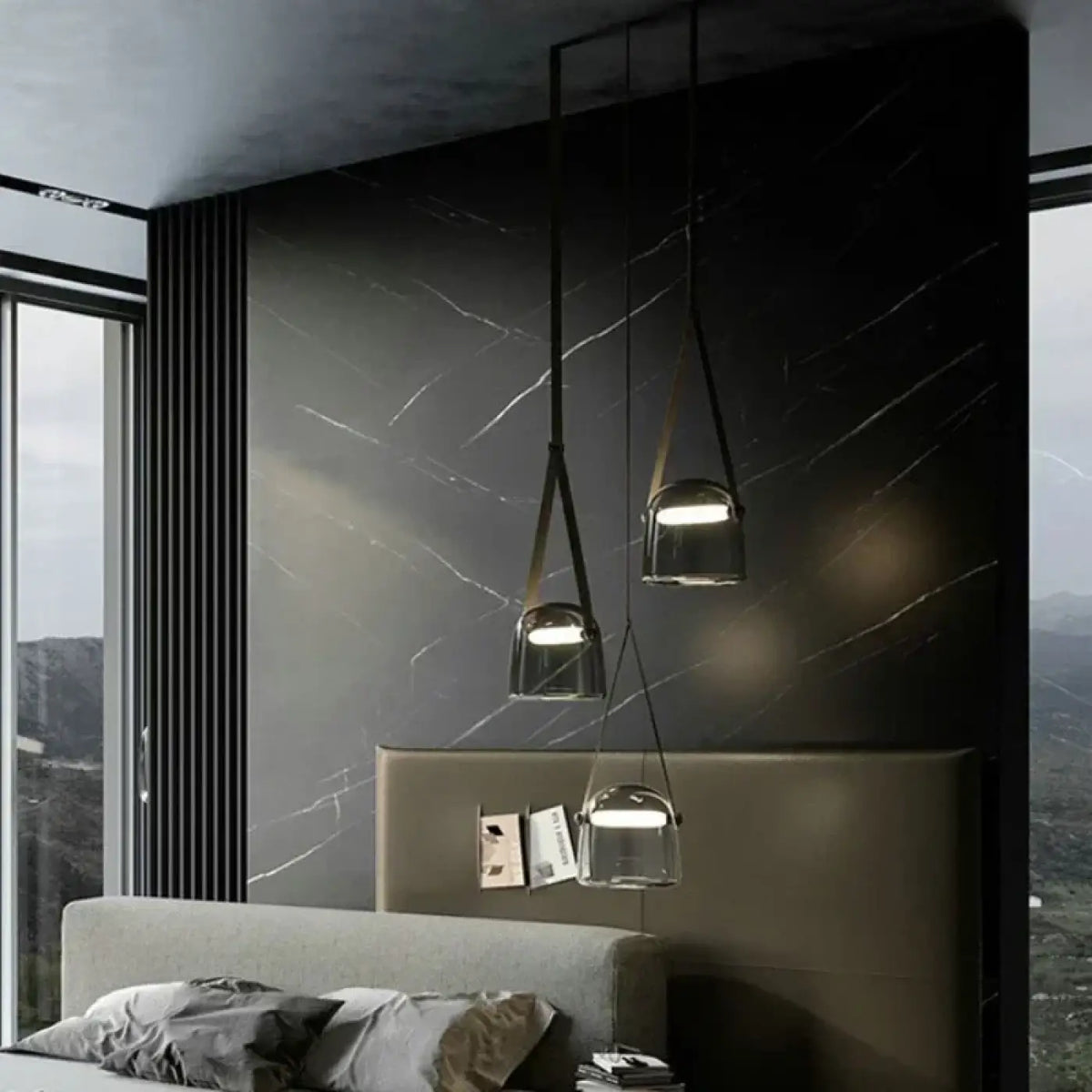Suspension en Verre Teinté Gris – Nodane