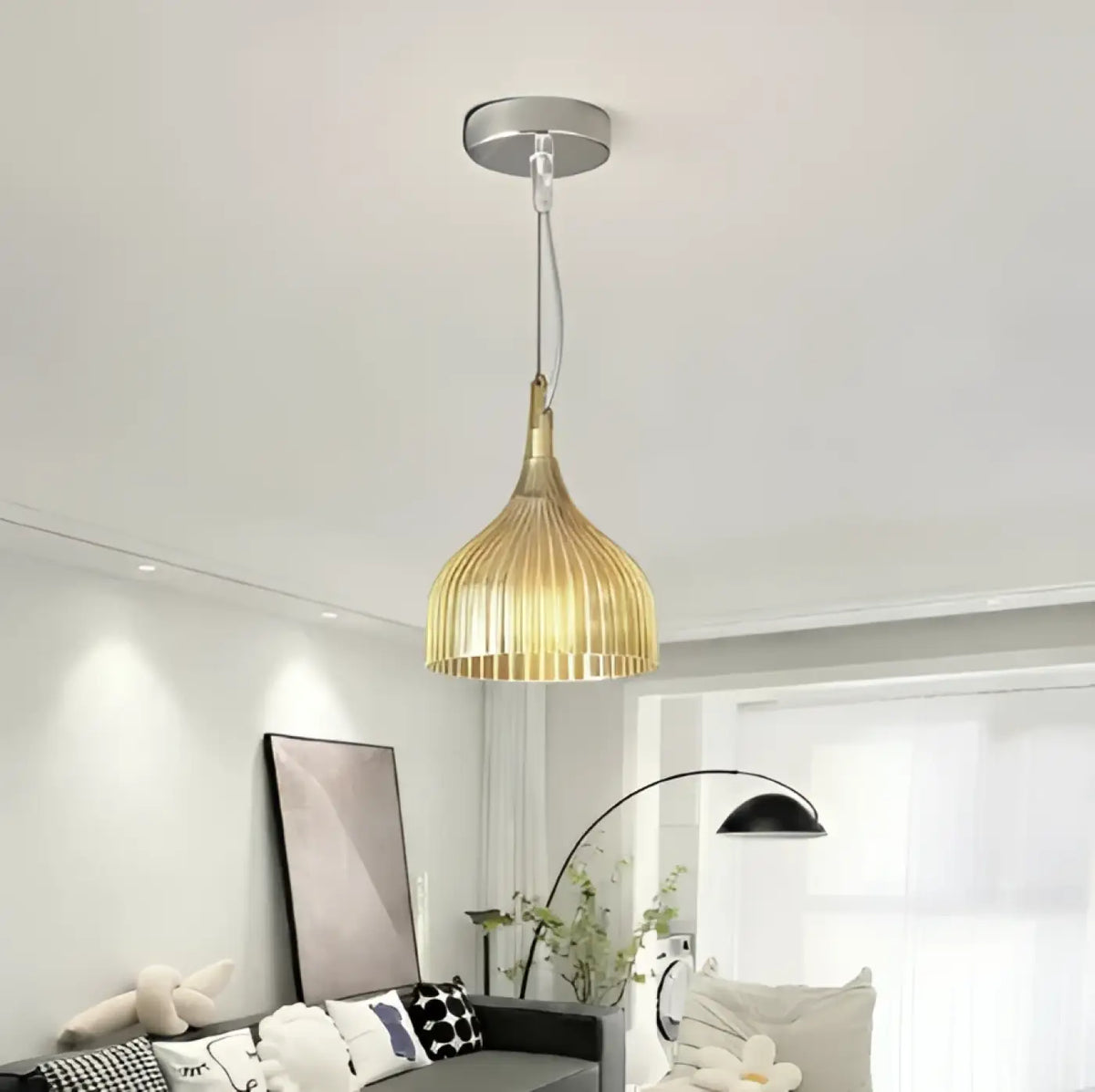 Suspension Vintage en Verre Nervuré – Dasel