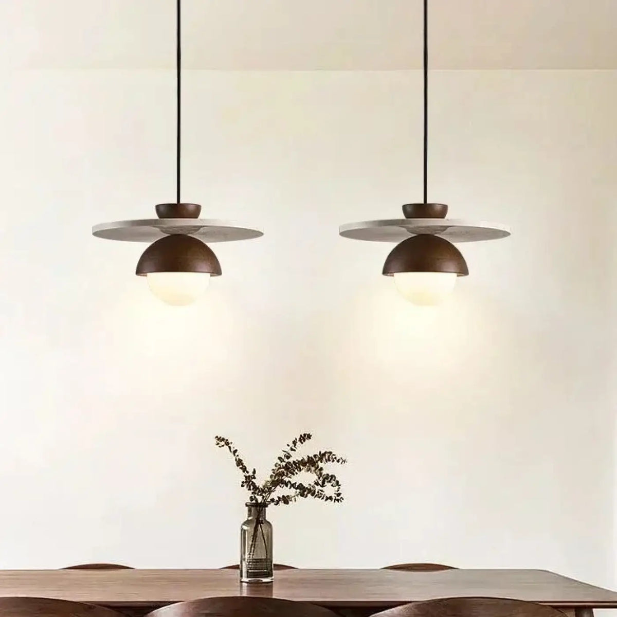Suspension Bois Disque Blanc et Globe – Anette
