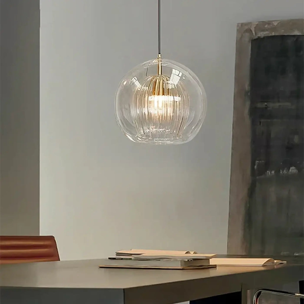 Suspension Globe en Verre Nervuré – Vomon