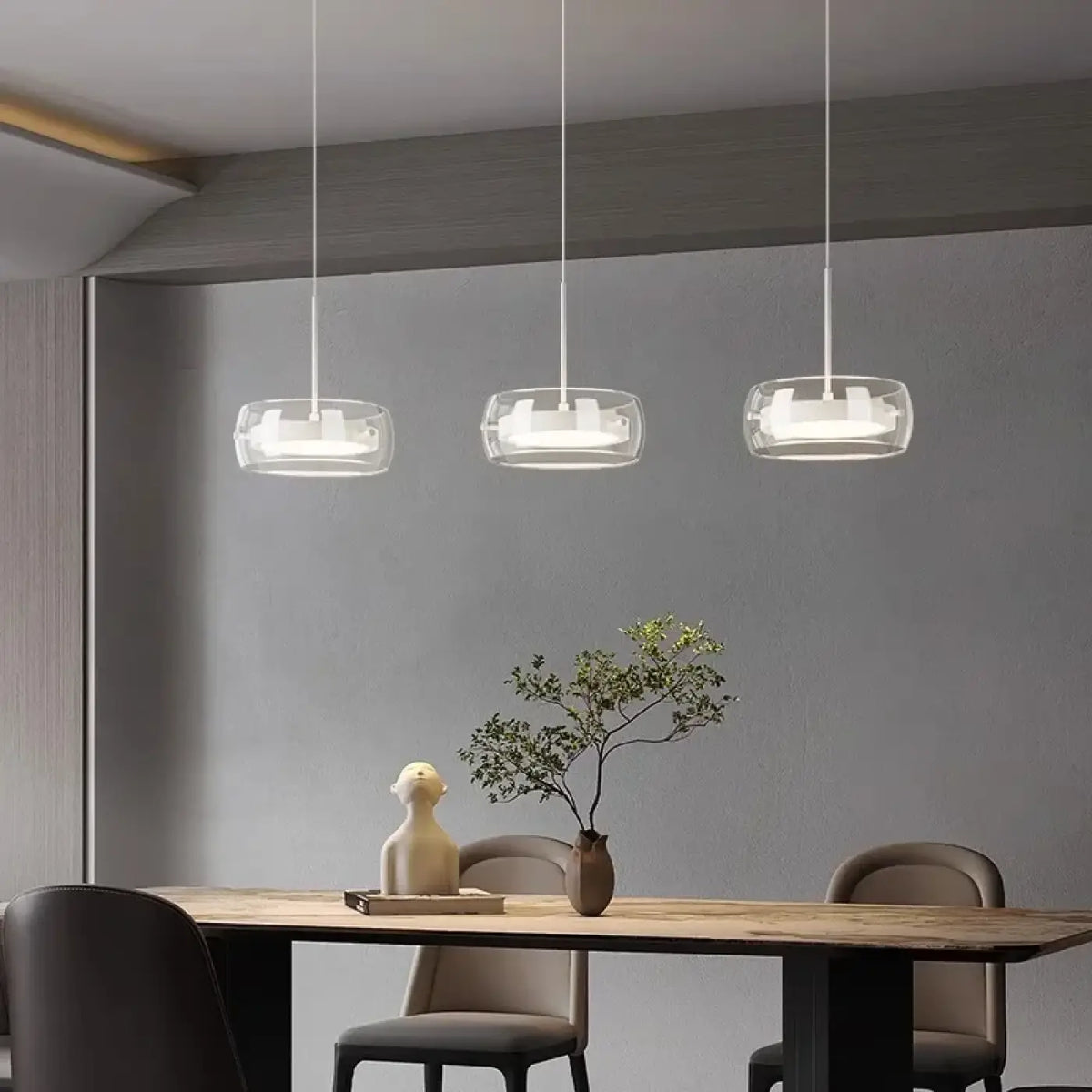 Suspension Trio en Verre Transparent LED – Tridane