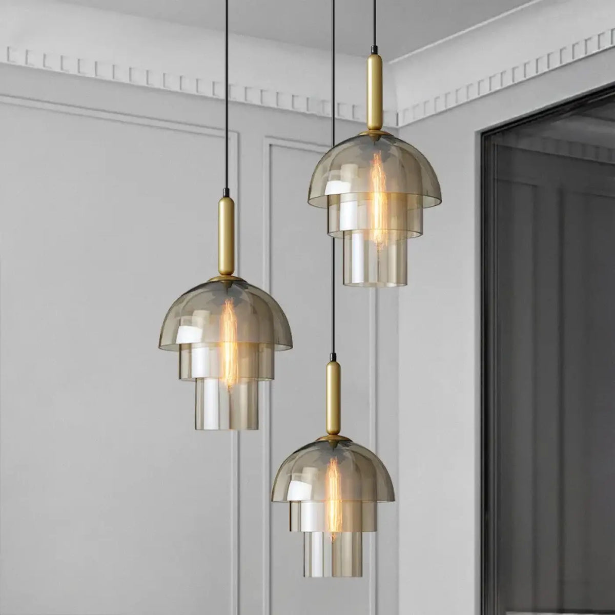 Suspension Art Déco Verre et Laiton – Darette
