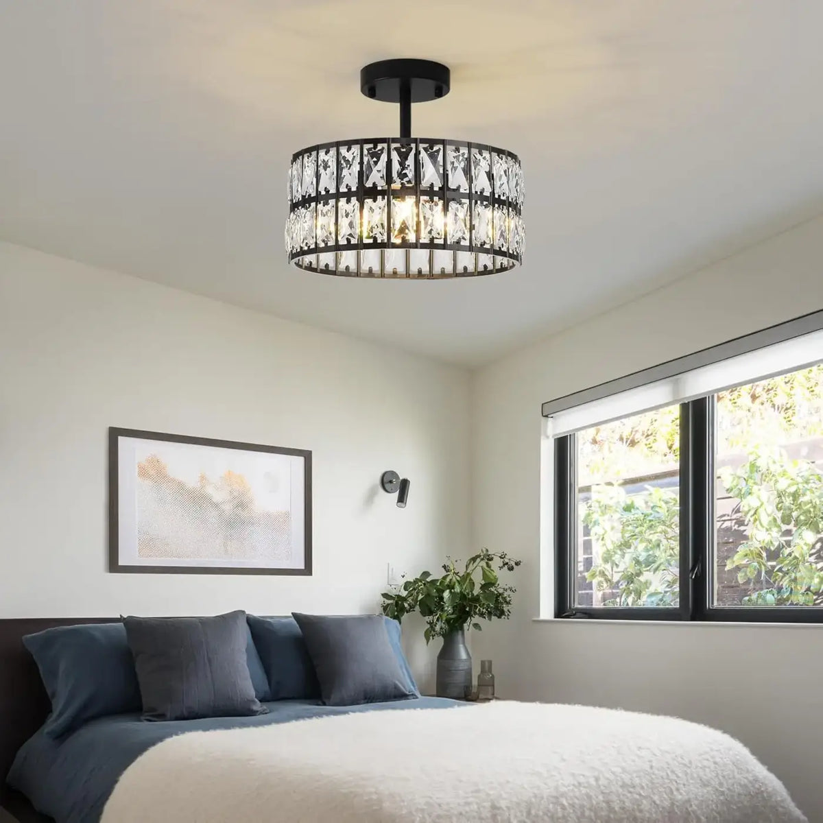 Suspension Tambour Noir à Cristaux – Travon