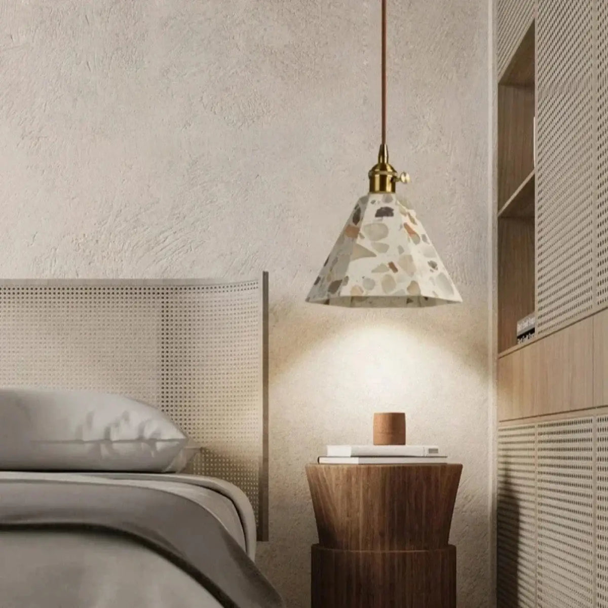 Suspension Terrazzo et Rotin – Bivette