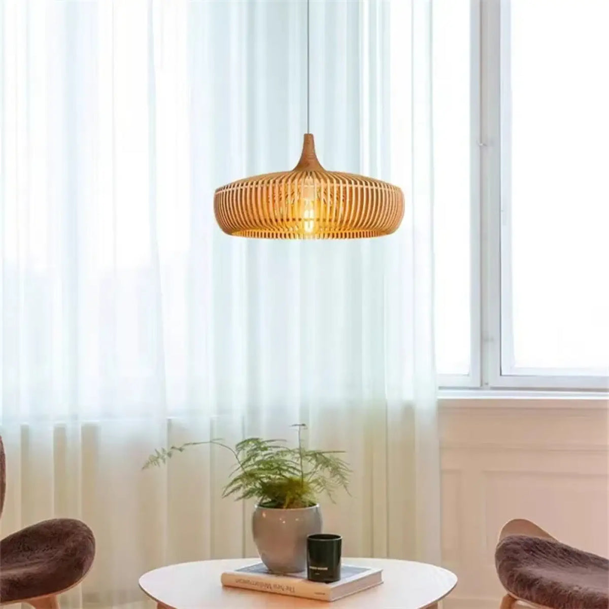 Suspension en Bois Naturel Tissé – Fisane