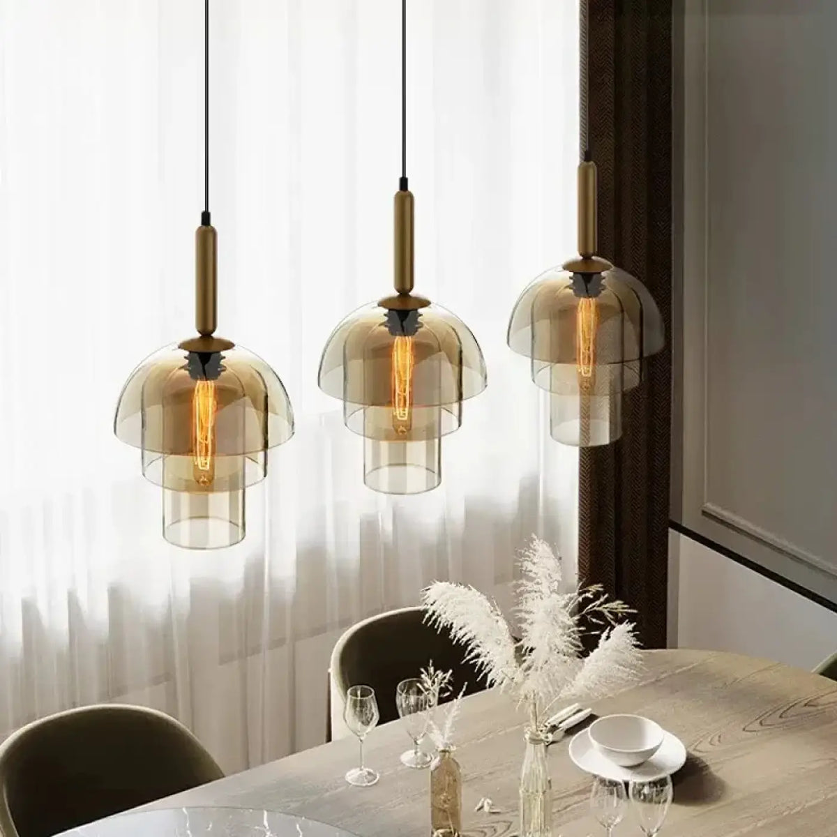 Suspension Cloche en Verre Ambré – Prinine