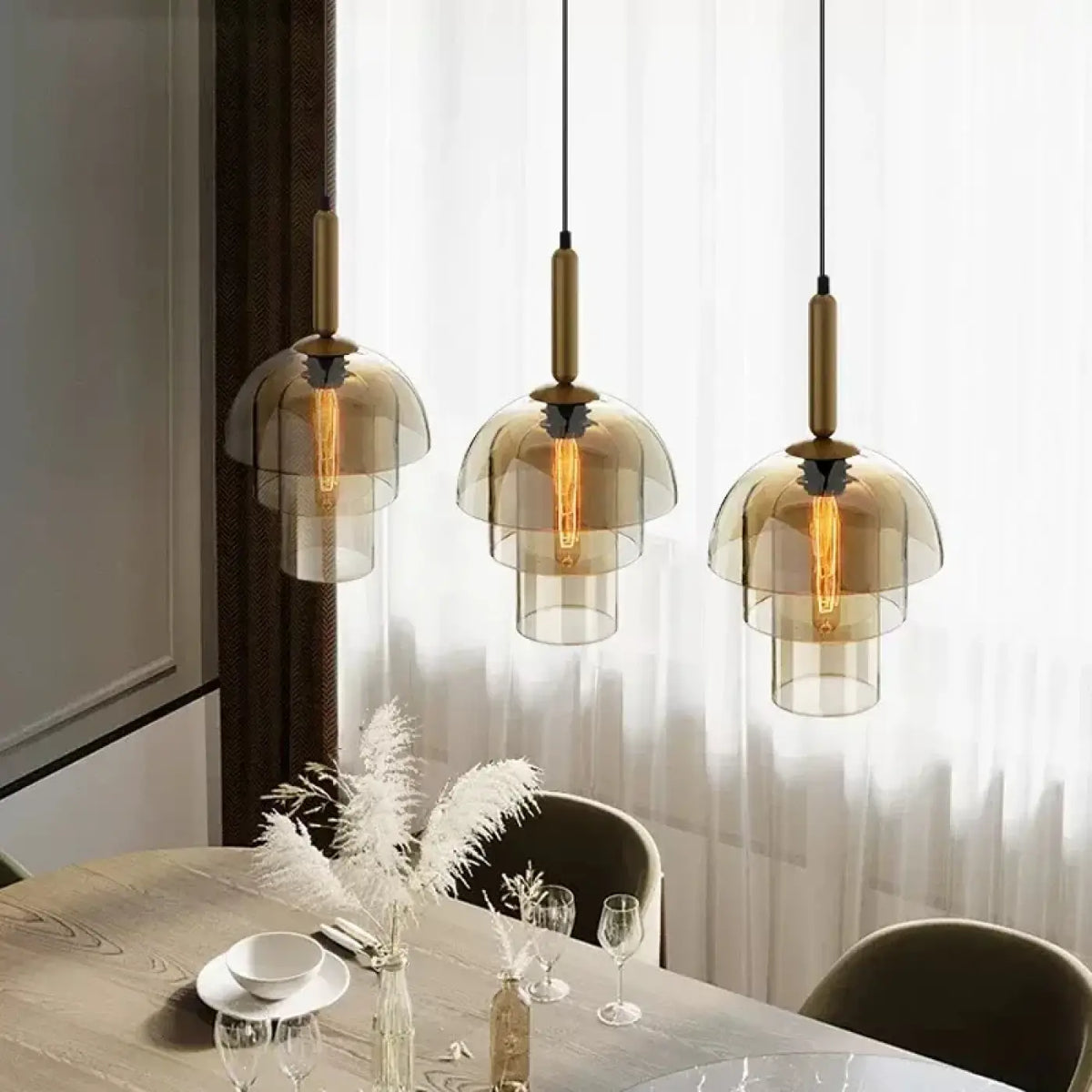 Suspension Art Déco Verre Fumé – Raman