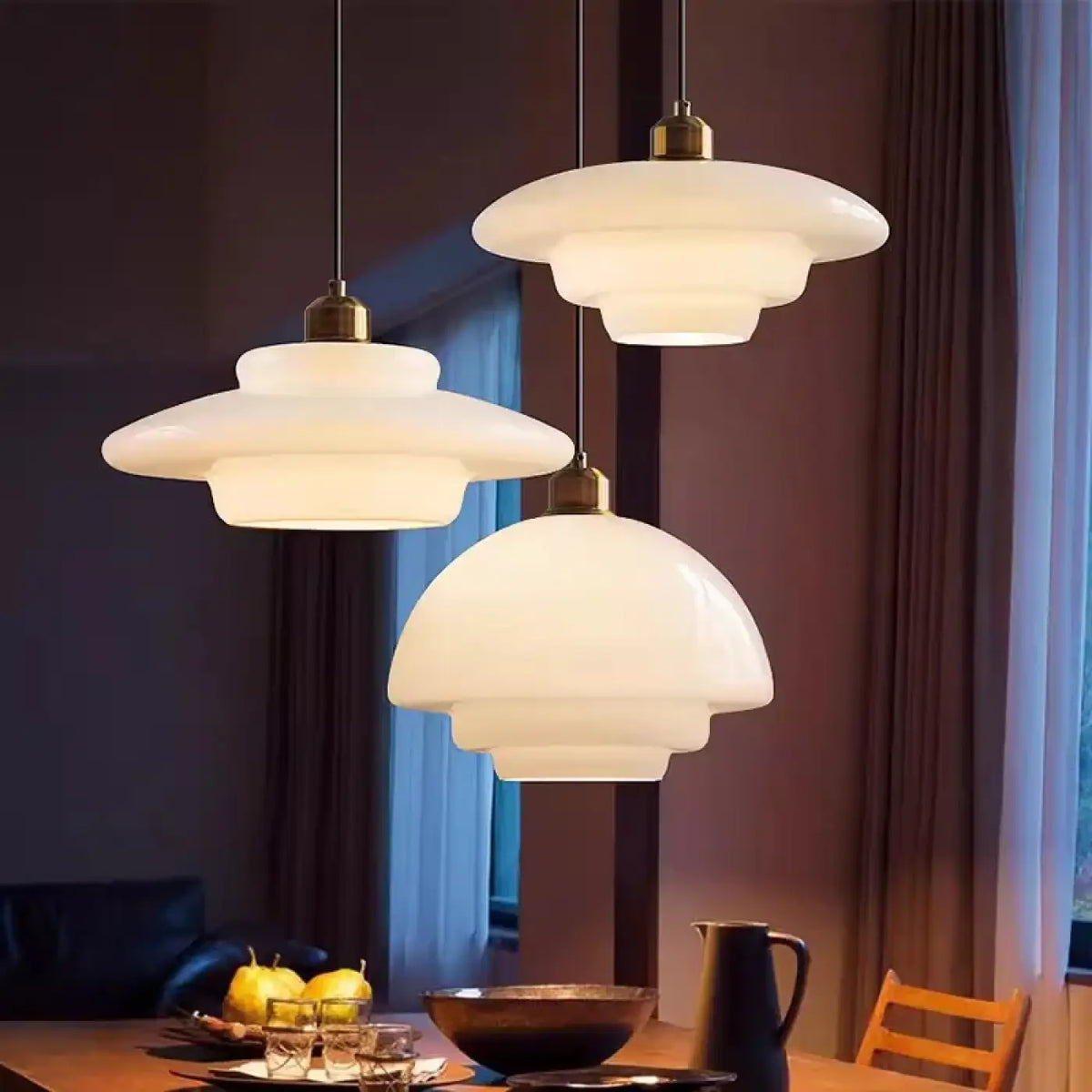 Suspension Scandinave en Verre Opalin à Étages – Firon