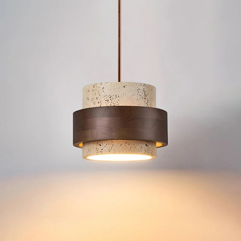 Suspension en Travertin et Bois – Théa