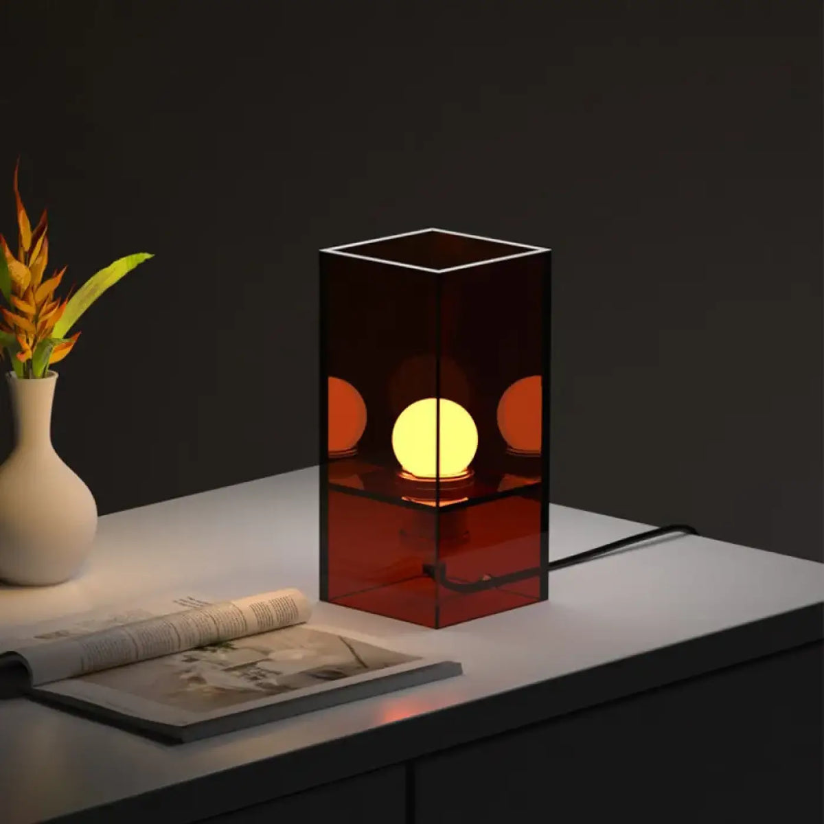 Veilleuse Cube en Verre Teinté – Trodan
