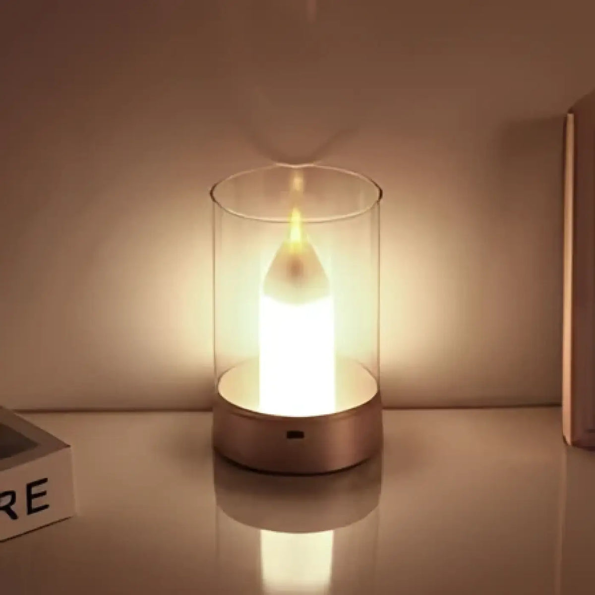 Veilleuse Effet Flamme Sous Verre – Planis