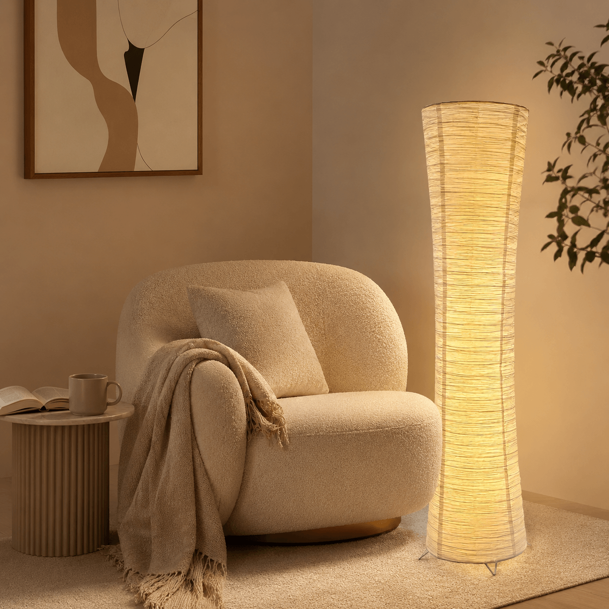 Lampadaire Colonne en Papier de Riz – Washi