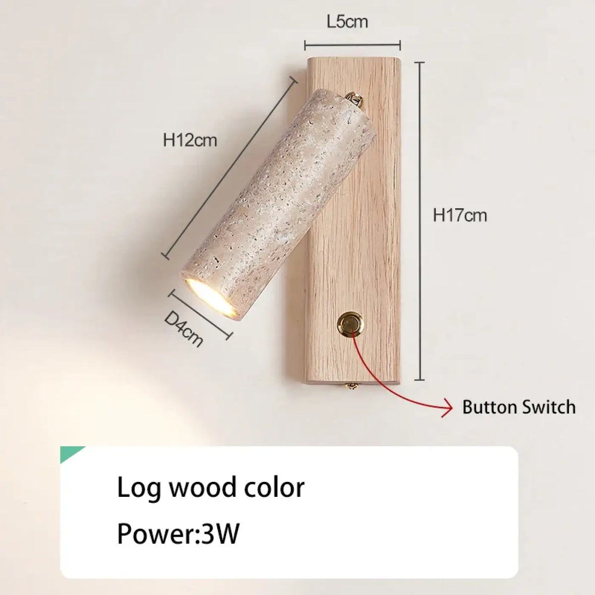 Applique Murale en Bois avec Interrupteur – Zémio