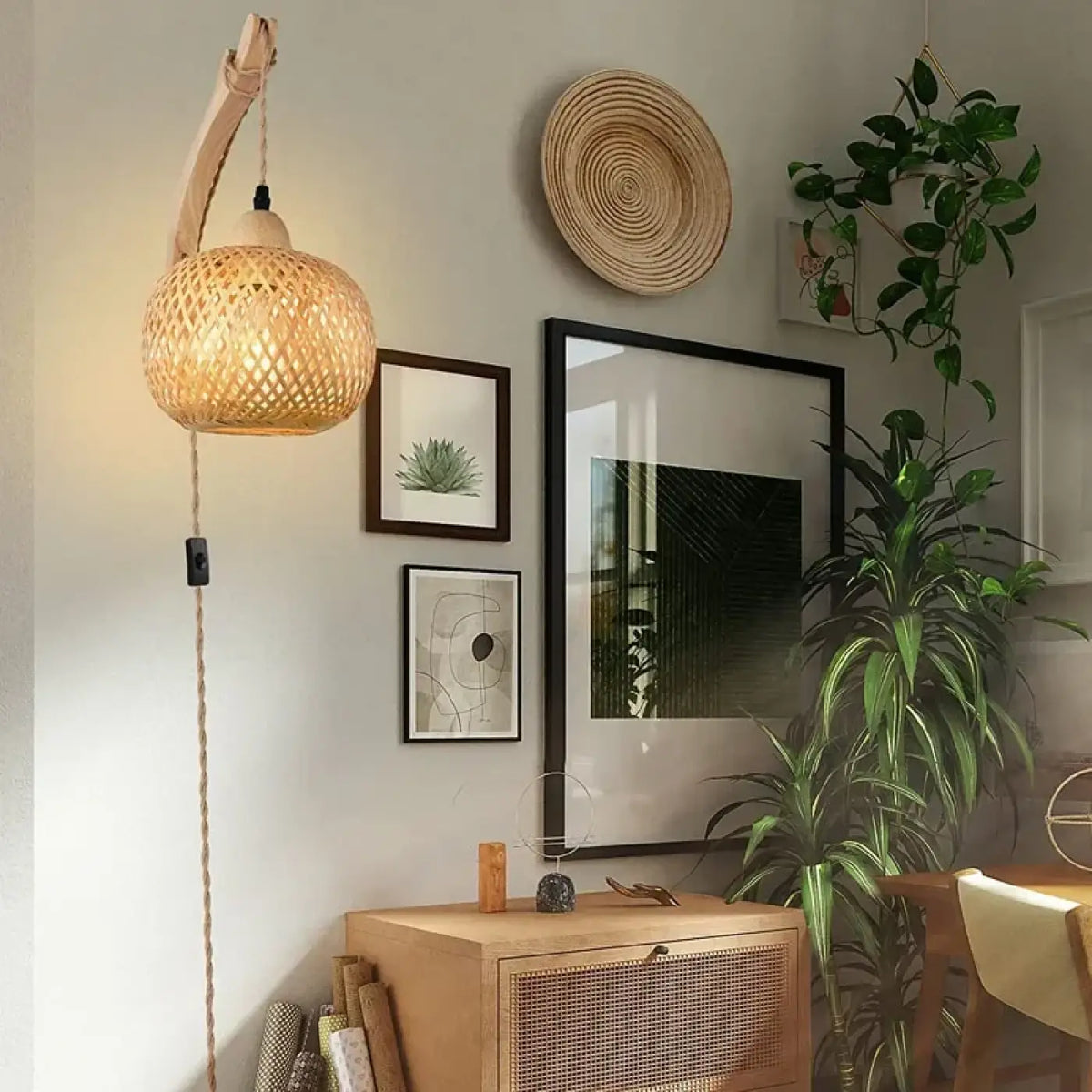 Applique Murale Bois et Suspension Tressée – Déselle