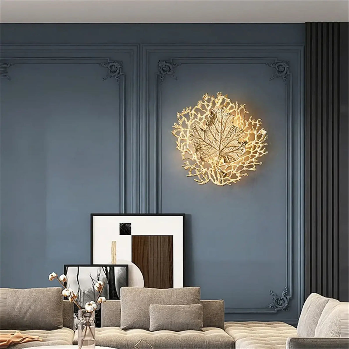 Applique Murale Feuille Ronde Dorée – Fivan