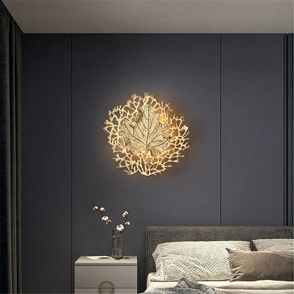 Applique Murale Feuille Ronde Dorée – Fivan