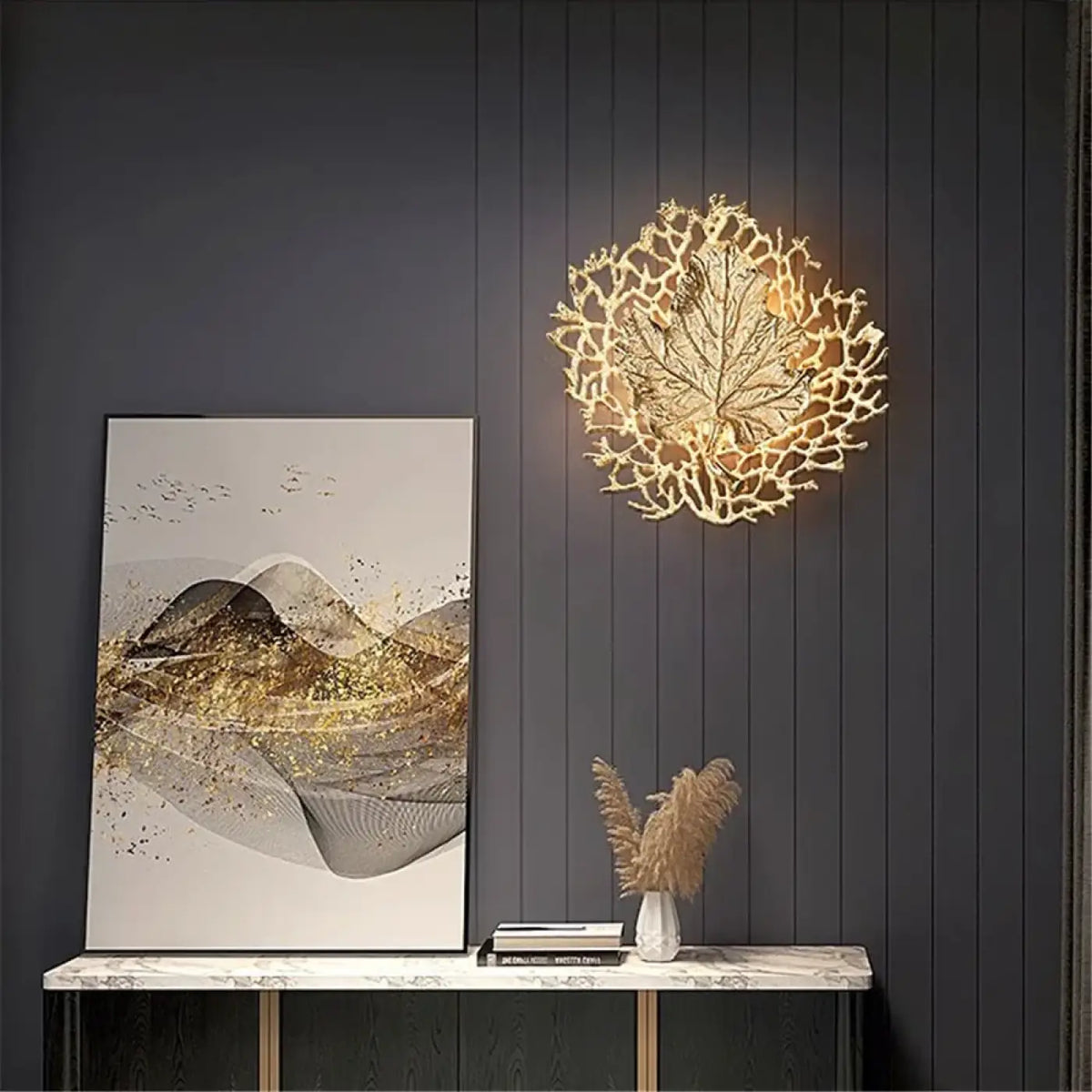 Applique Murale Feuille Ronde Dorée – Fivan