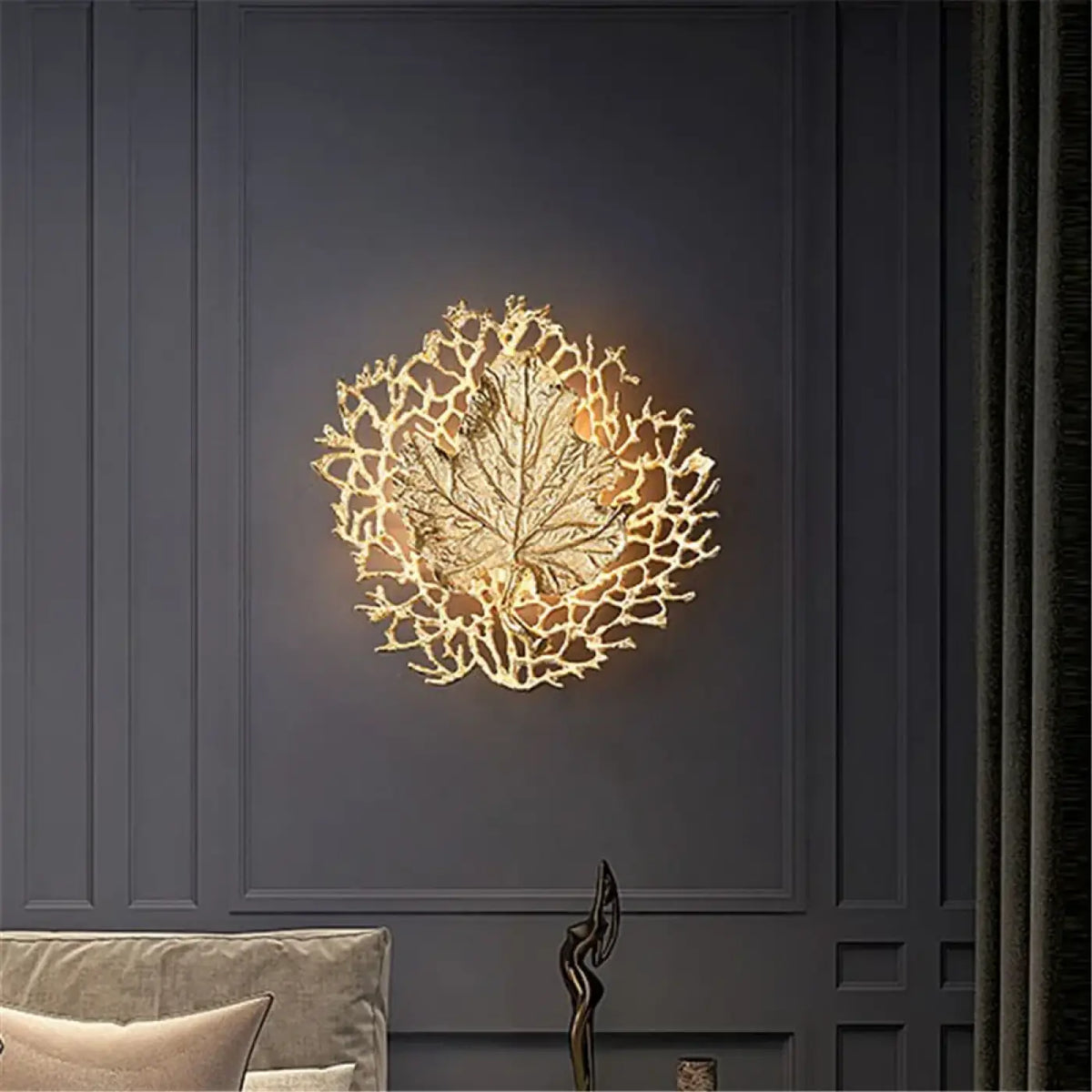 Applique Murale Feuille Ronde Dorée – Fivan