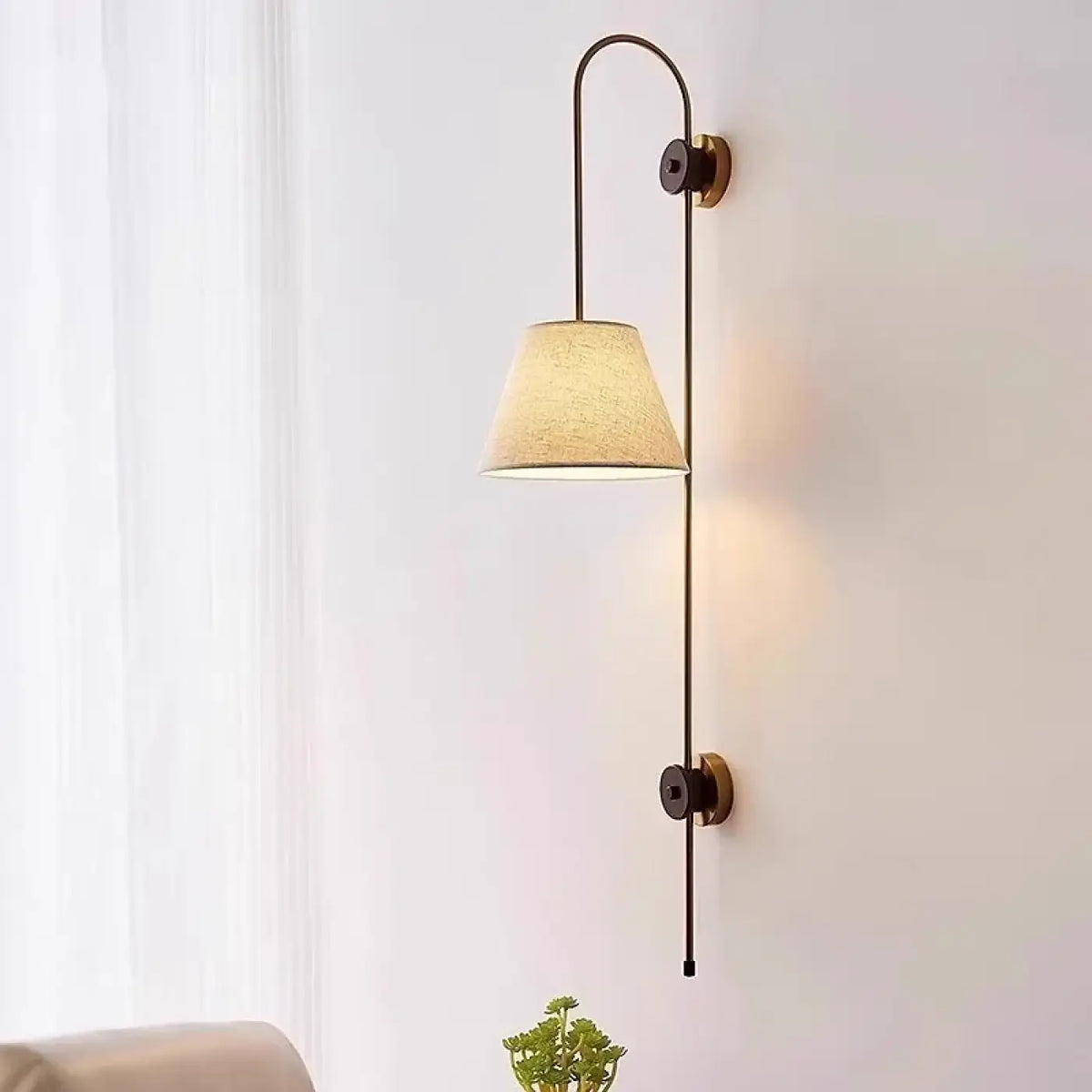 Applique Murale Laiton et Abat-jour Tissu – Sédel