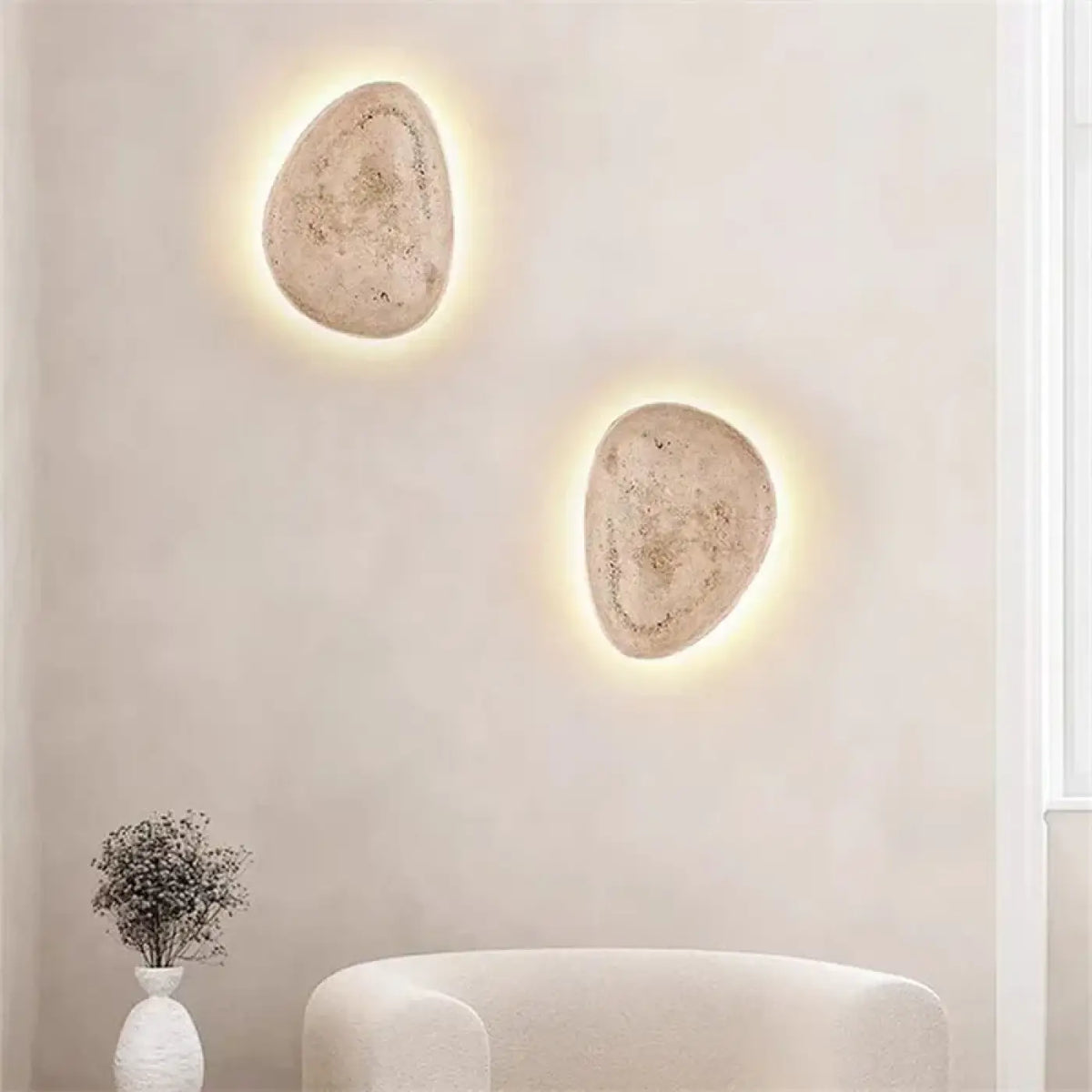 Applique Murale Lune en Pierre Texturée – Tovine