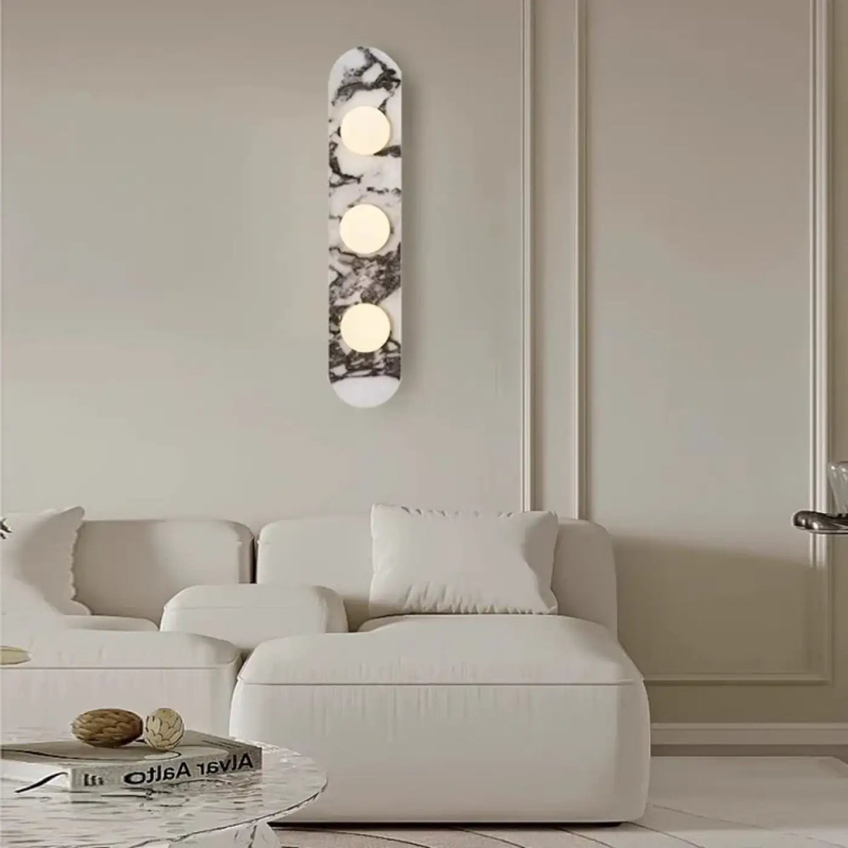 Applique Murale LED en Marbre Blanc – Remelle