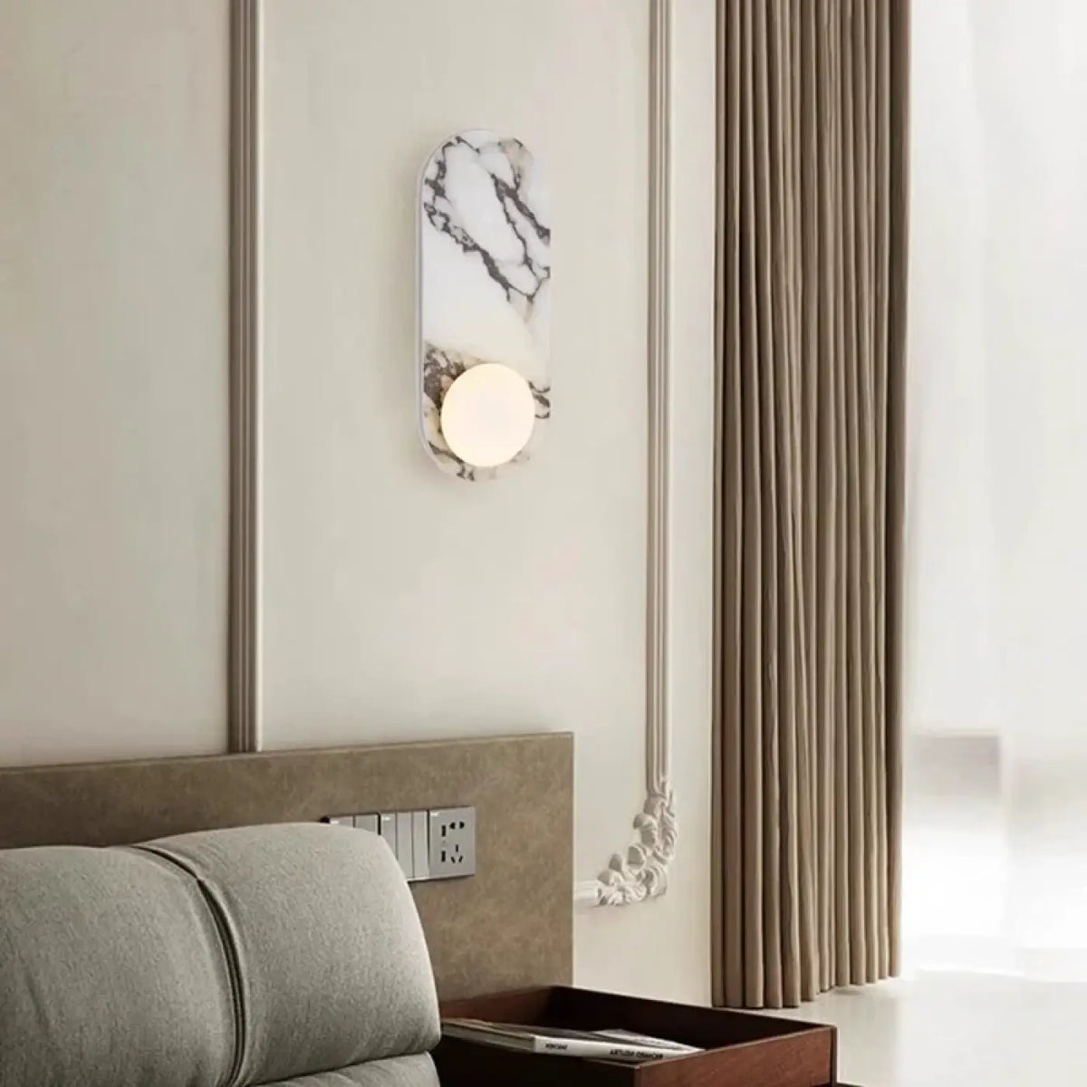 Applique Murale LED en Marbre Blanc – Remelle