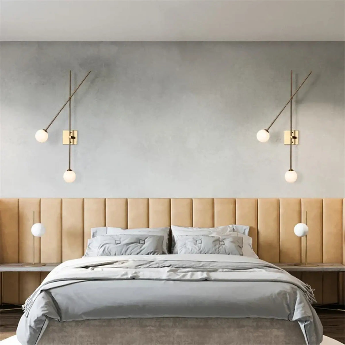 Applique Murale Dorée à 2 Globes Opalins – Fosis