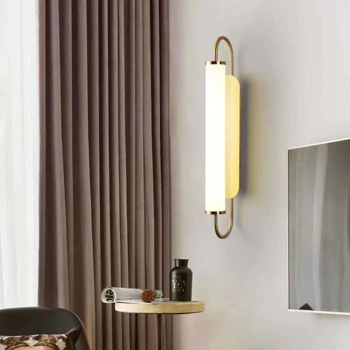 Applique Murale Dorée Tube Blanc – Vodan