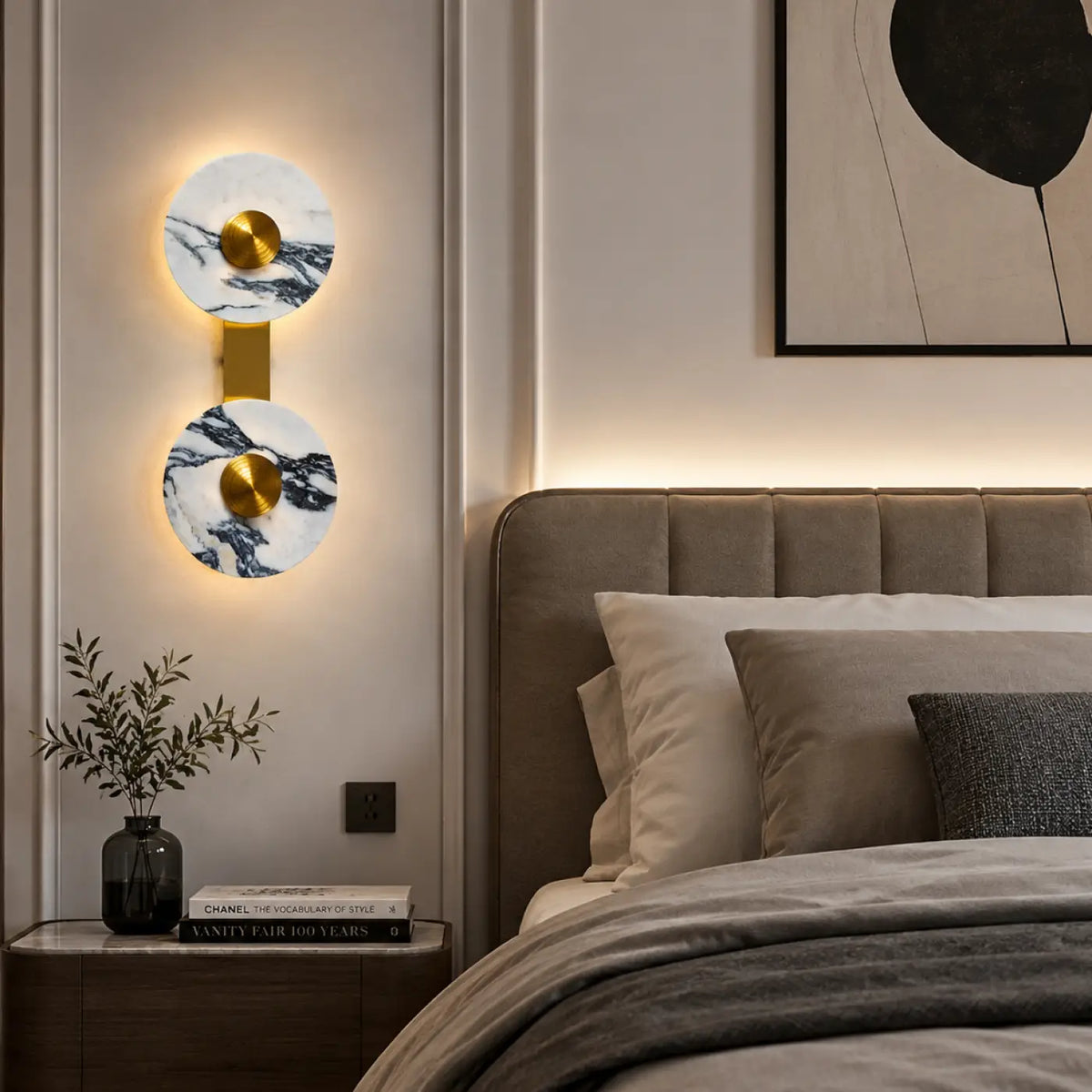 Applique Murale Marbre Blanc Doré – Tesio